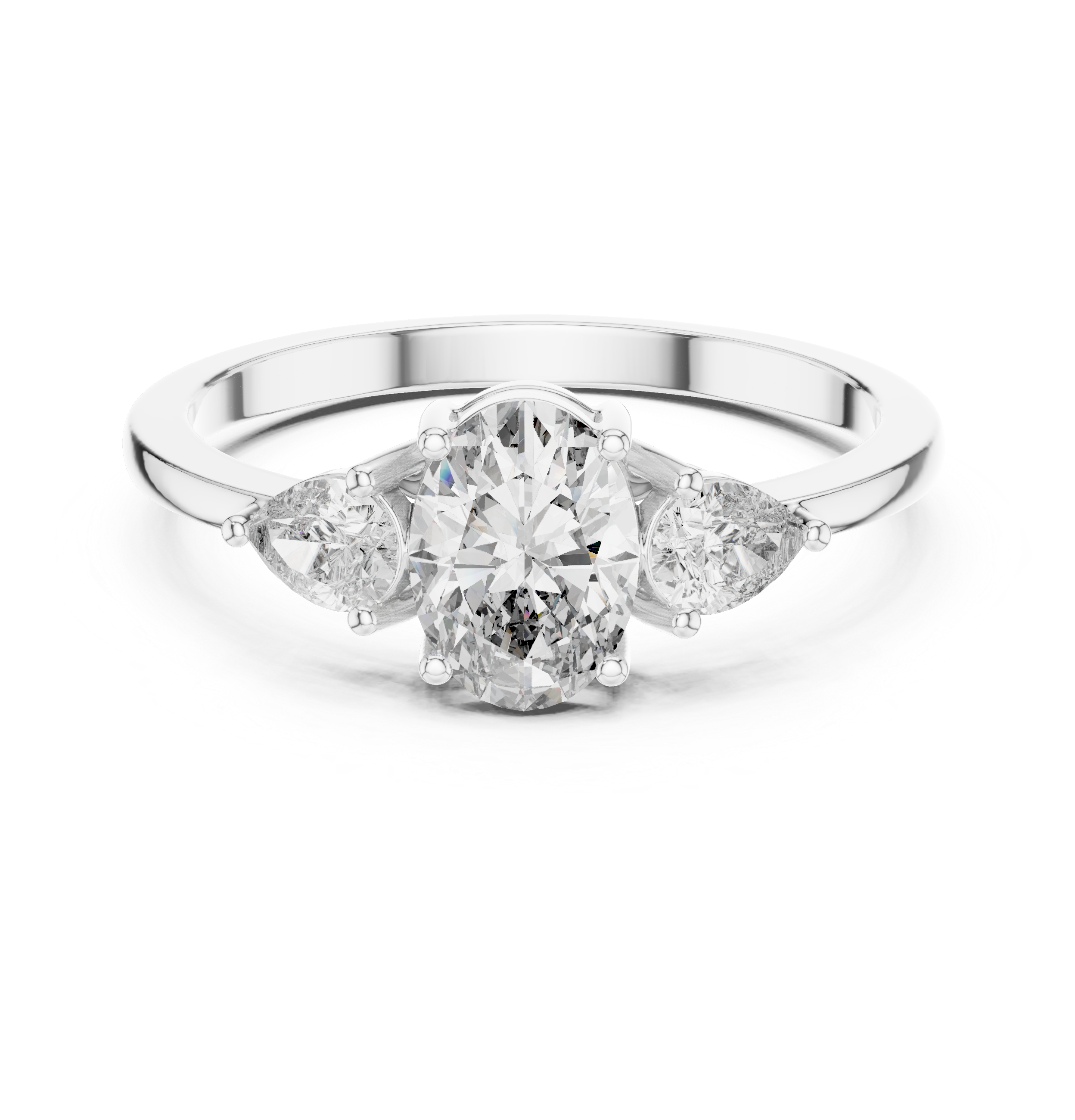 Oval & Pear Three-Stone Basket Ring