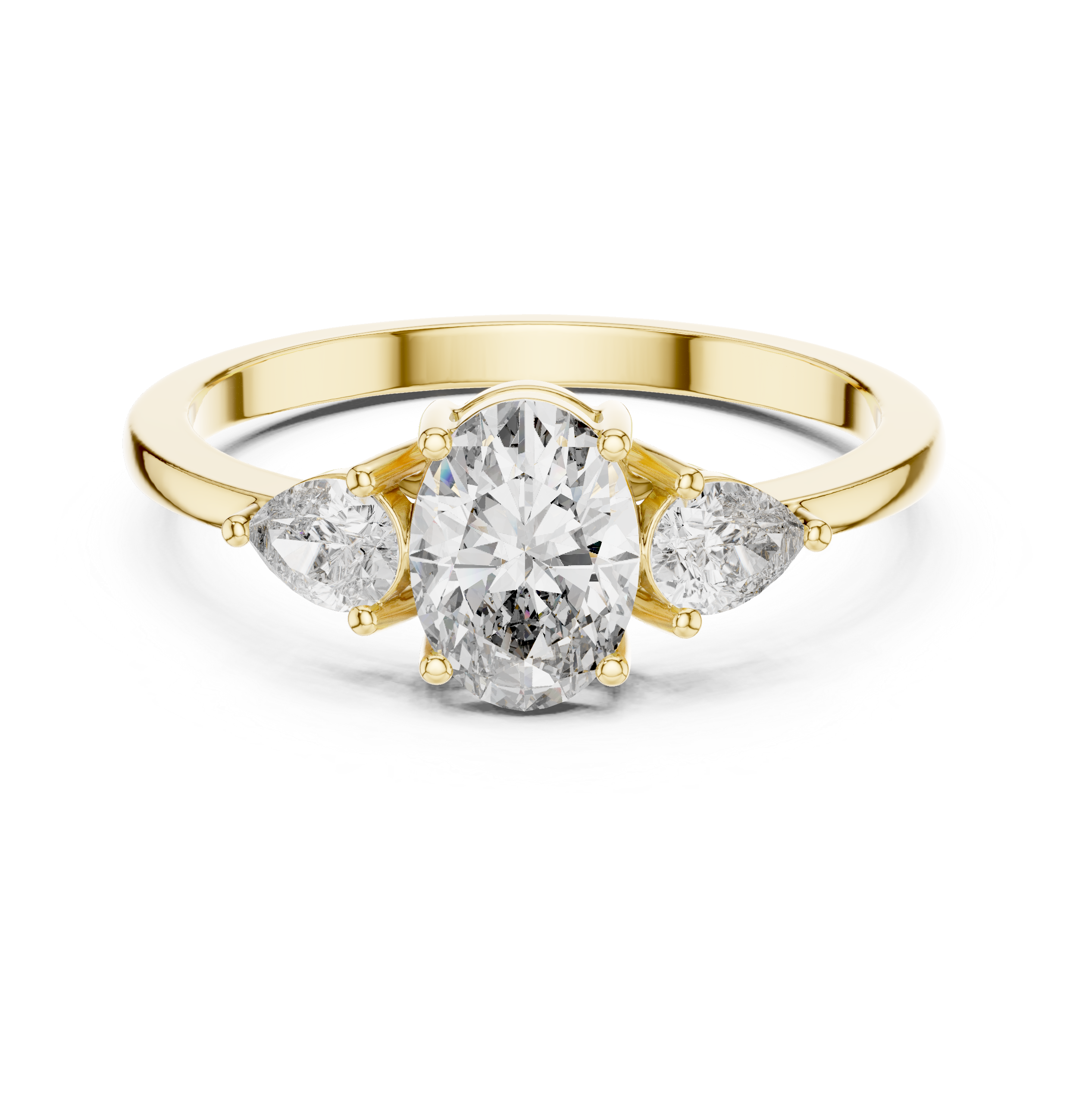 Oval & Pear Three-Stone Basket Ring