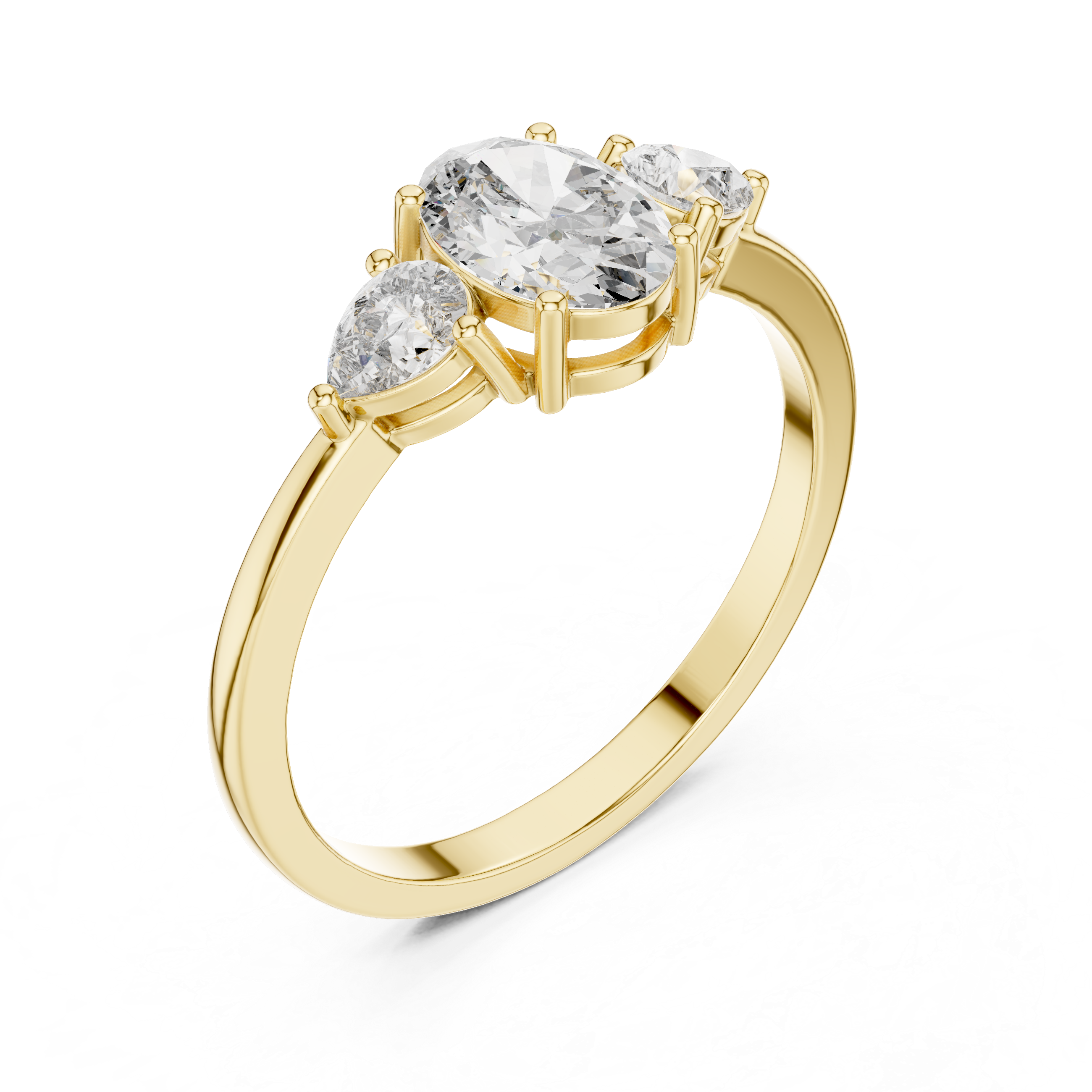 Muur Atelier Solid Gold Oval & Pear Cut Trinity Diamond Ring