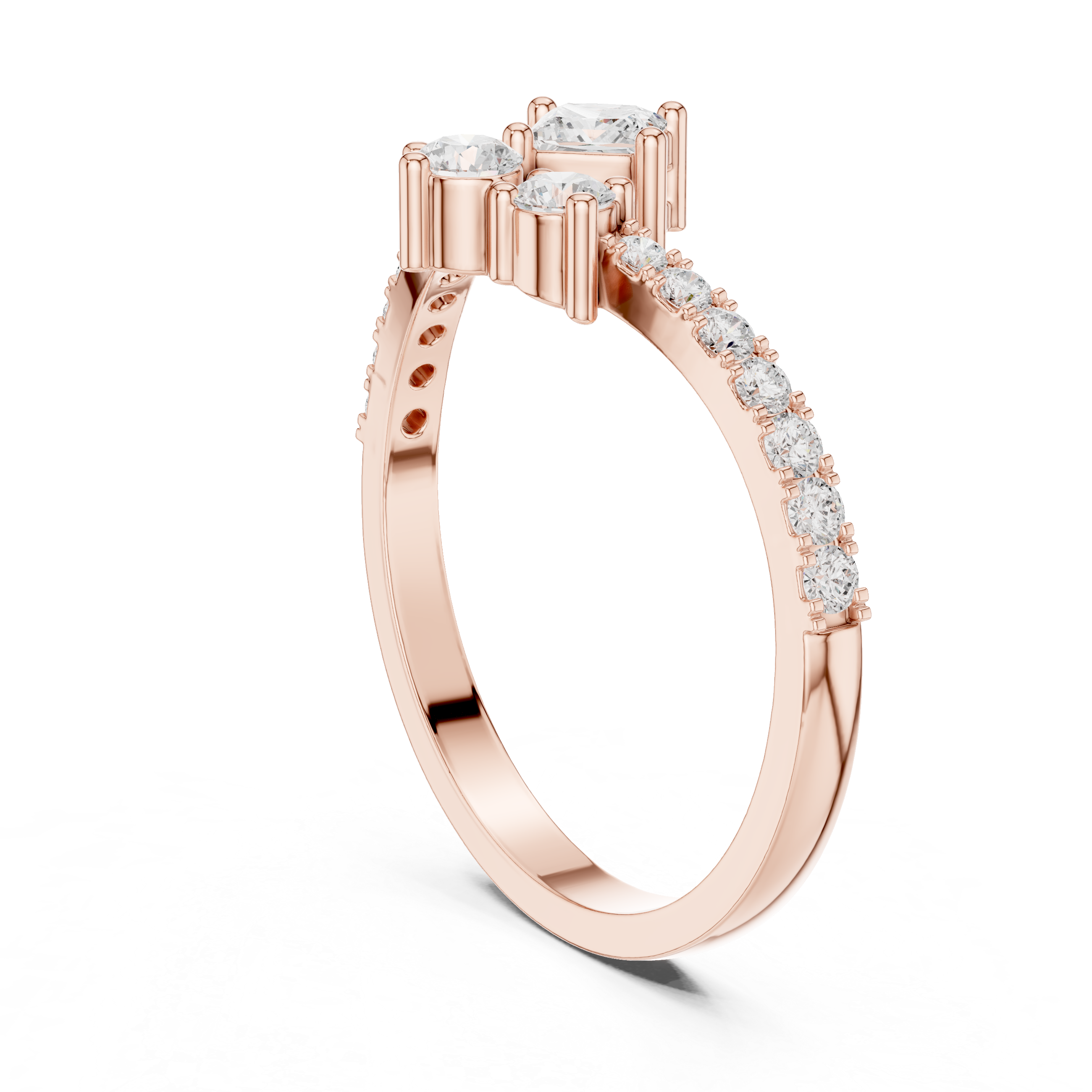 Graduated Round Cluster Pavé Ring