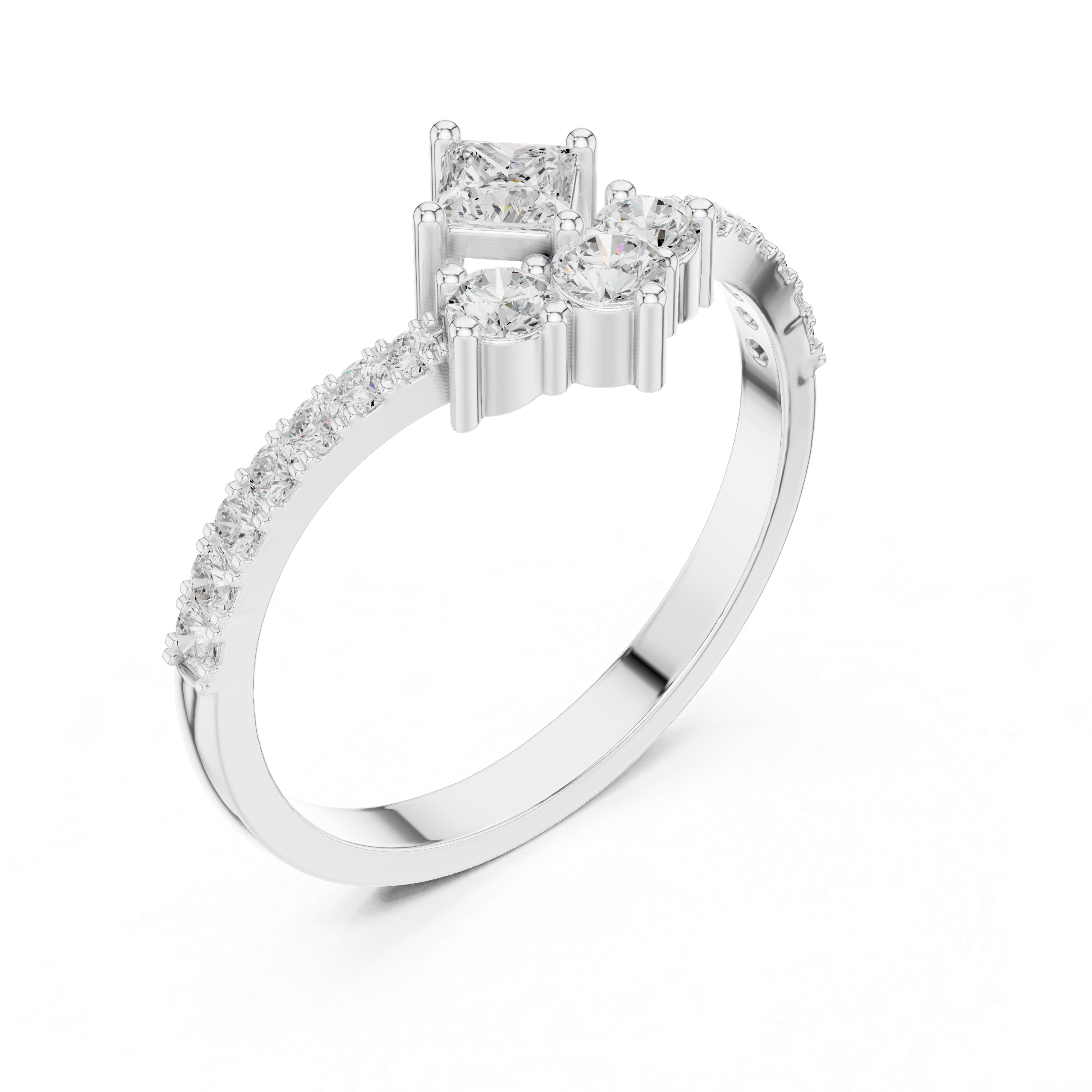 Graduated Round Cluster Pavé Ring