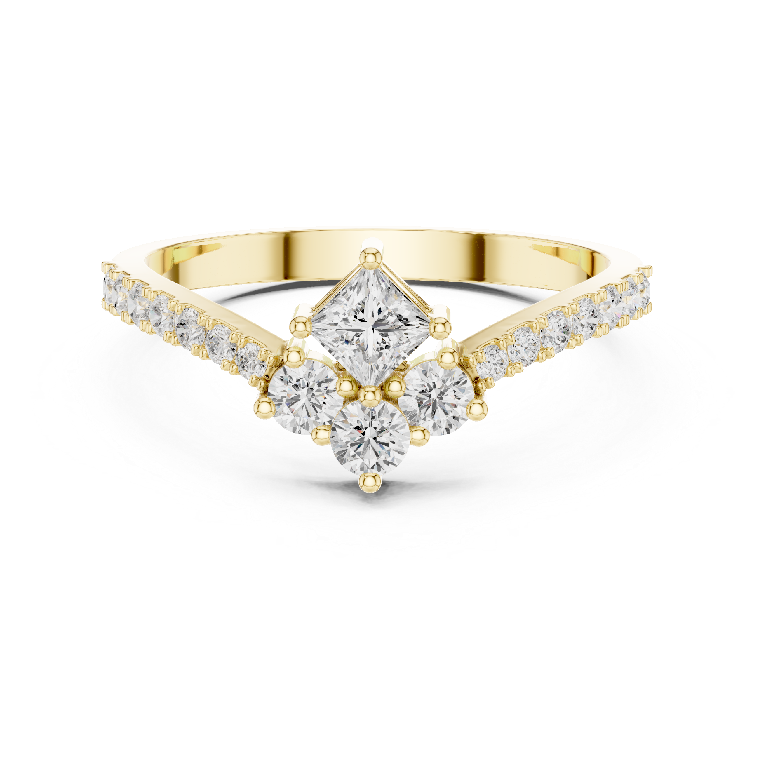 Graduated Round Cluster Pavé Ring