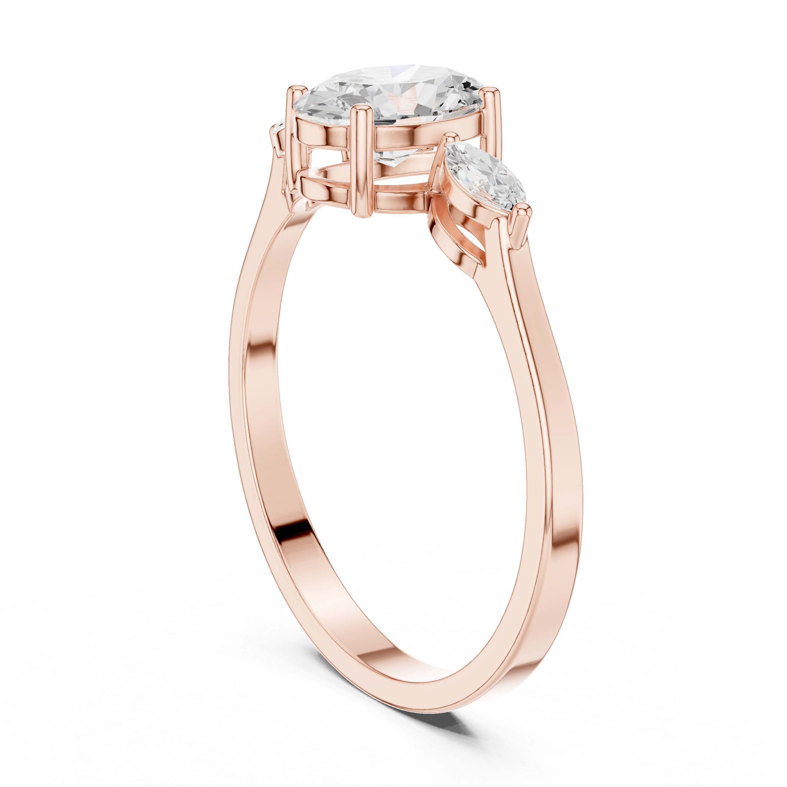 Oval & Marquise Three-Stone Prong Ring