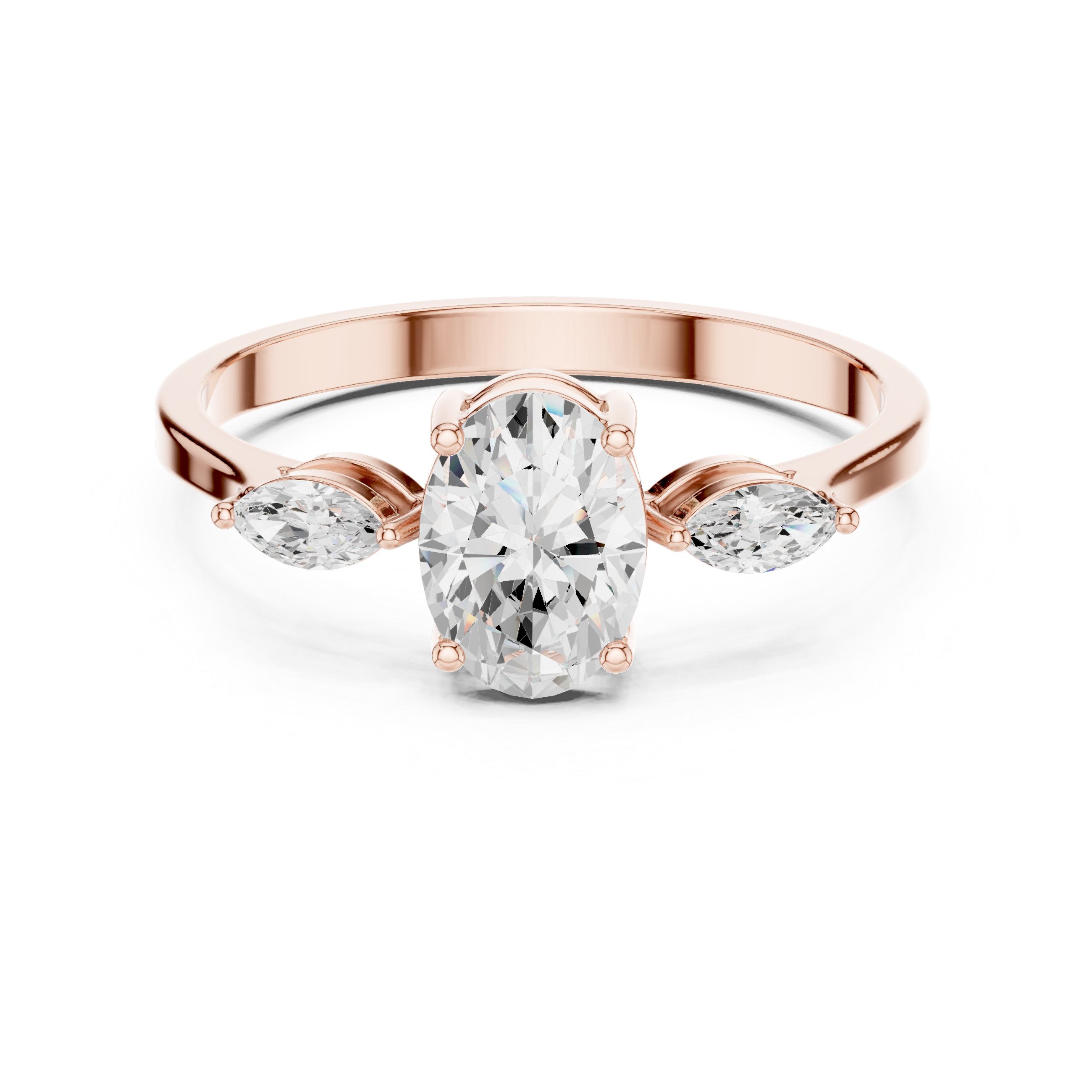 Oval & Marquise Three-Stone Prong Ring