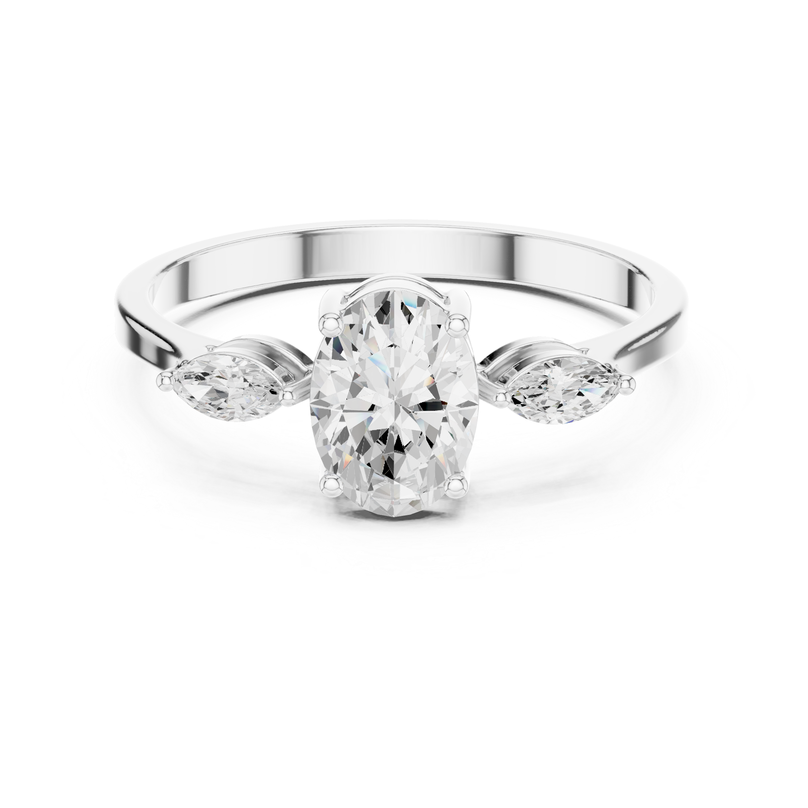 Oval & Marquise Three-Stone Prong Ring