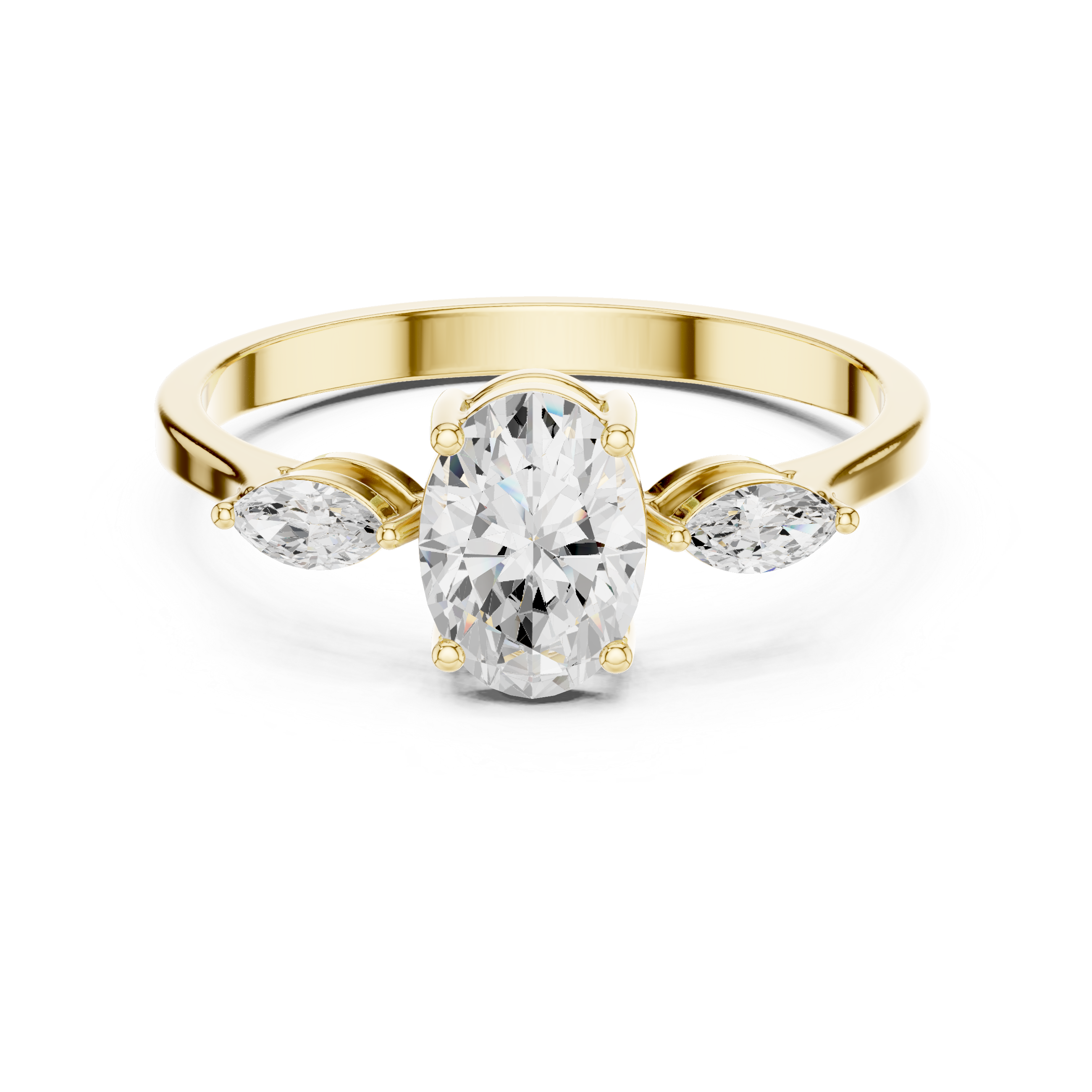 Oval & Marquise Three-Stone Prong Ring