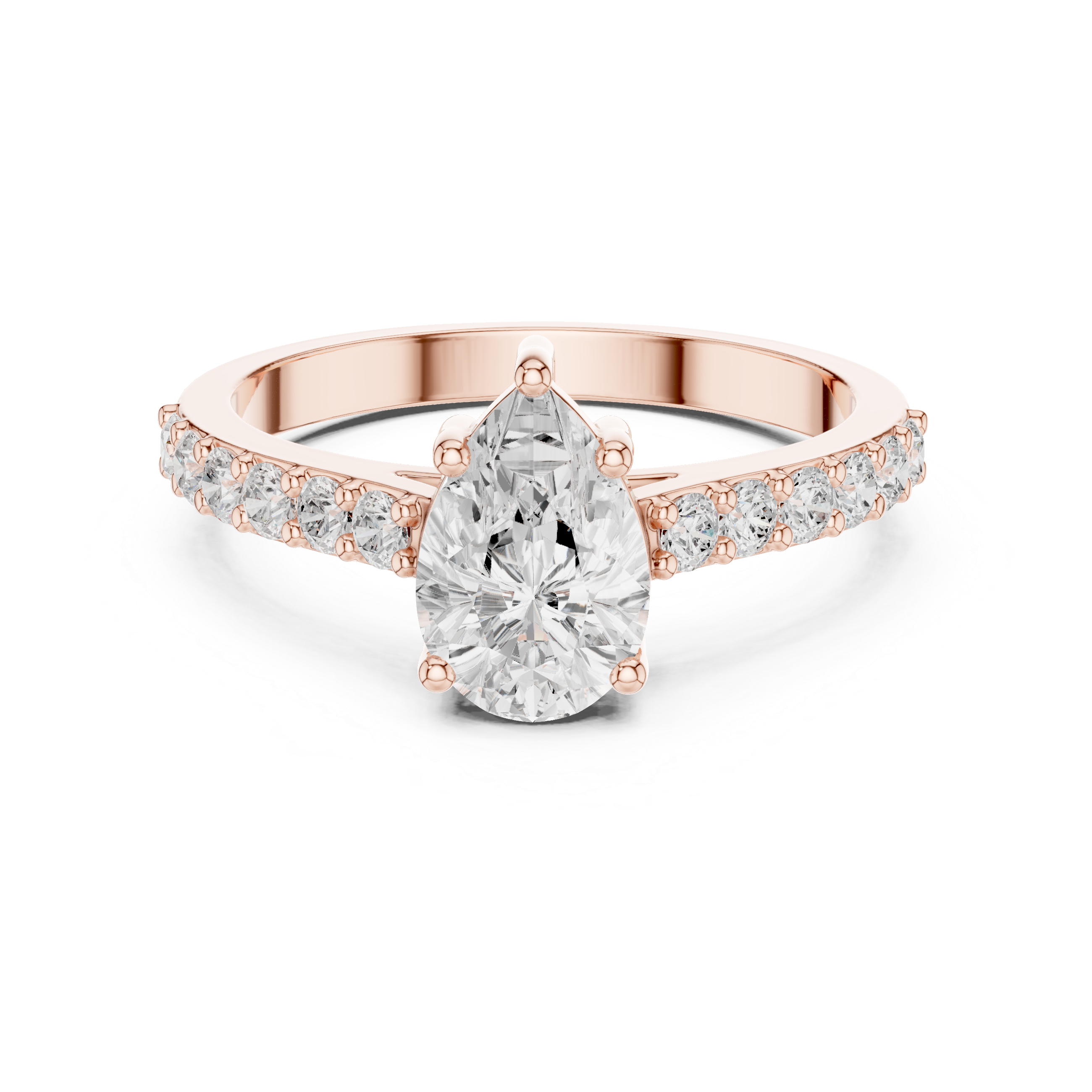 Pear Solitaire with Pavé Band