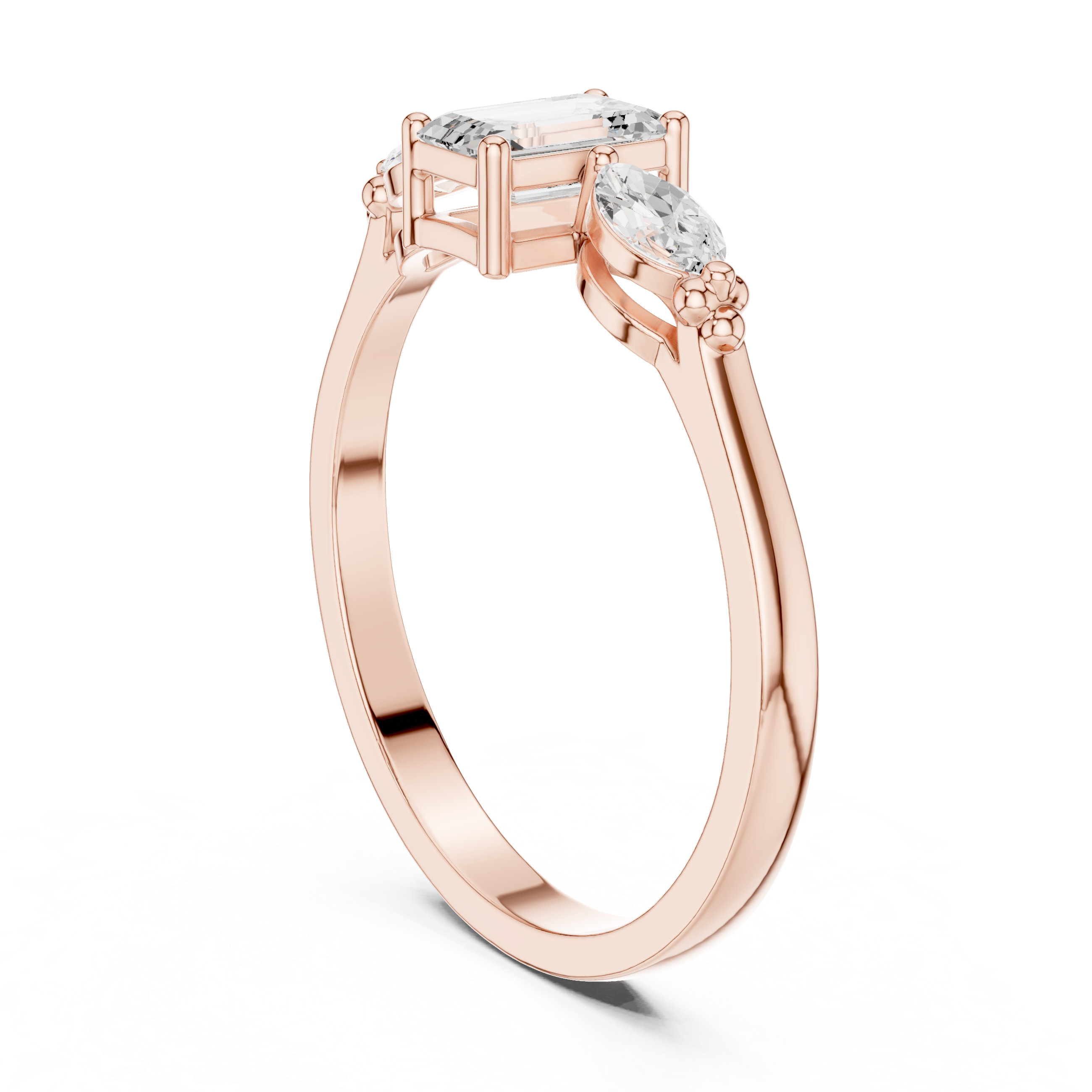 Emerald & Marquise Three-Stone Ring