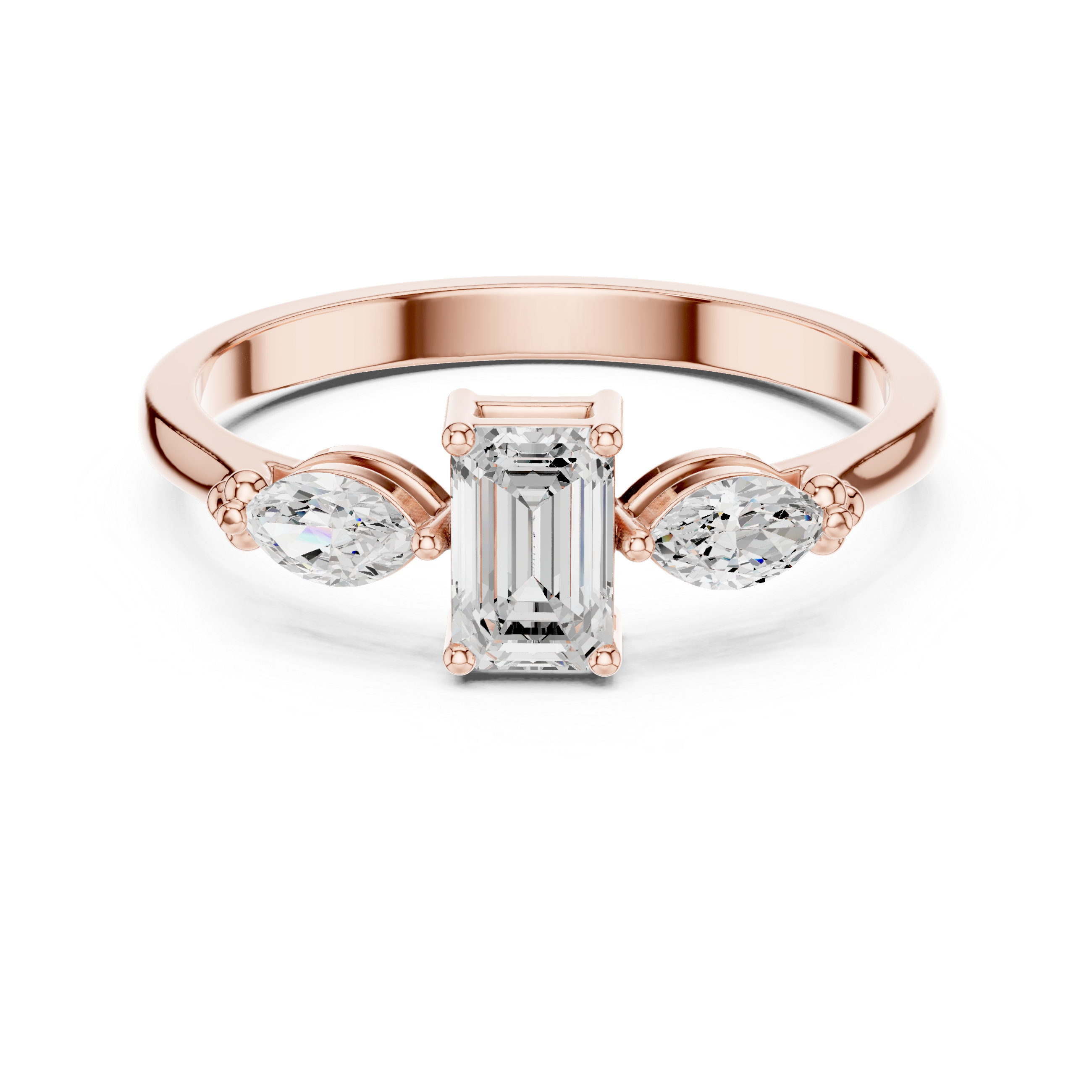 Emerald & Marquise Three-Stone Ring