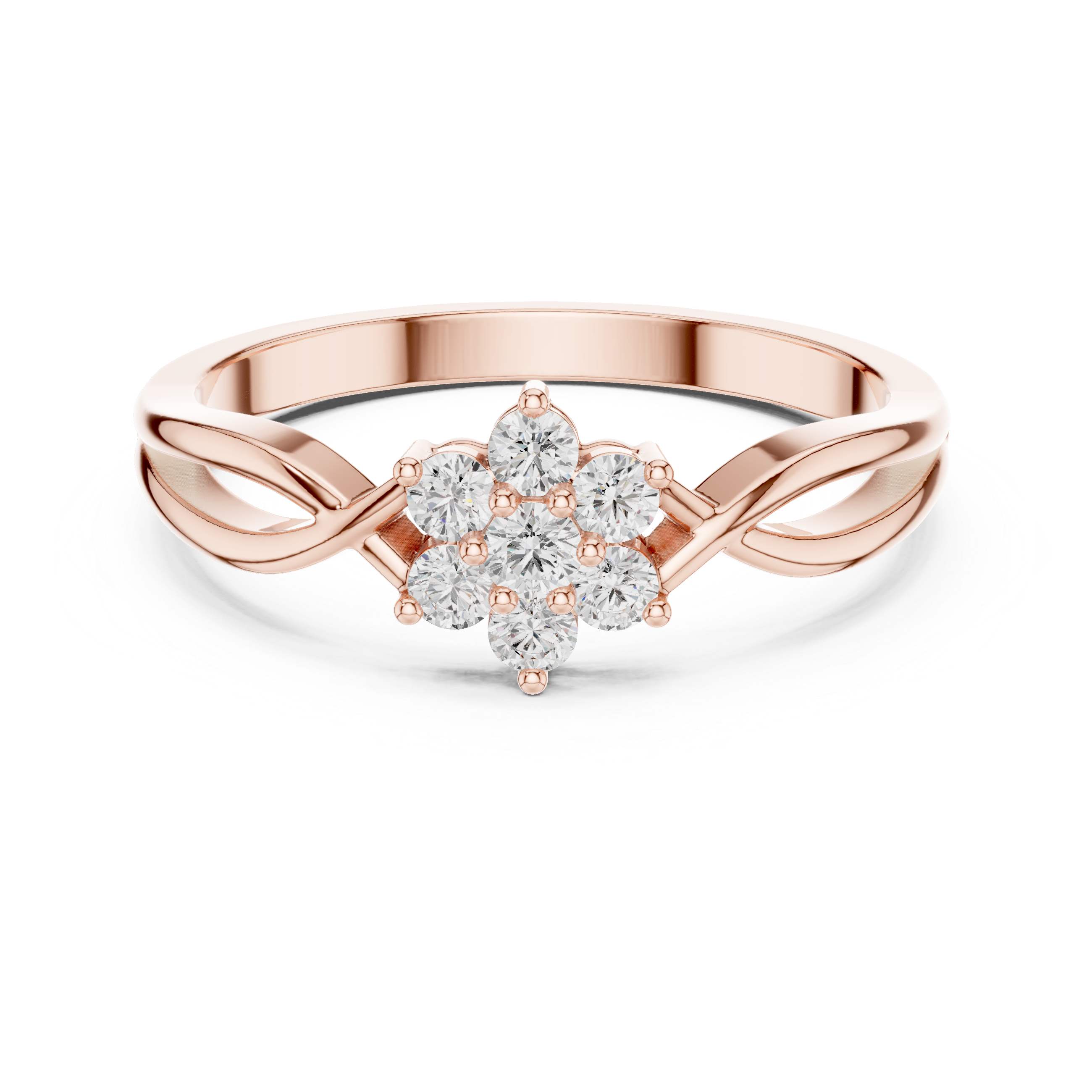 Round Diamond Cluster Flower Ring