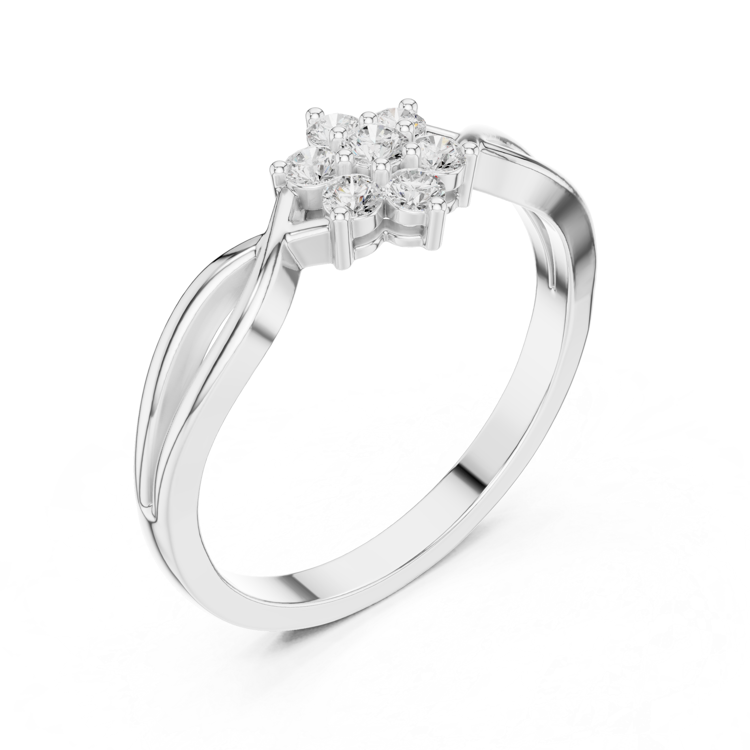 Round Diamond Cluster Flower Ring