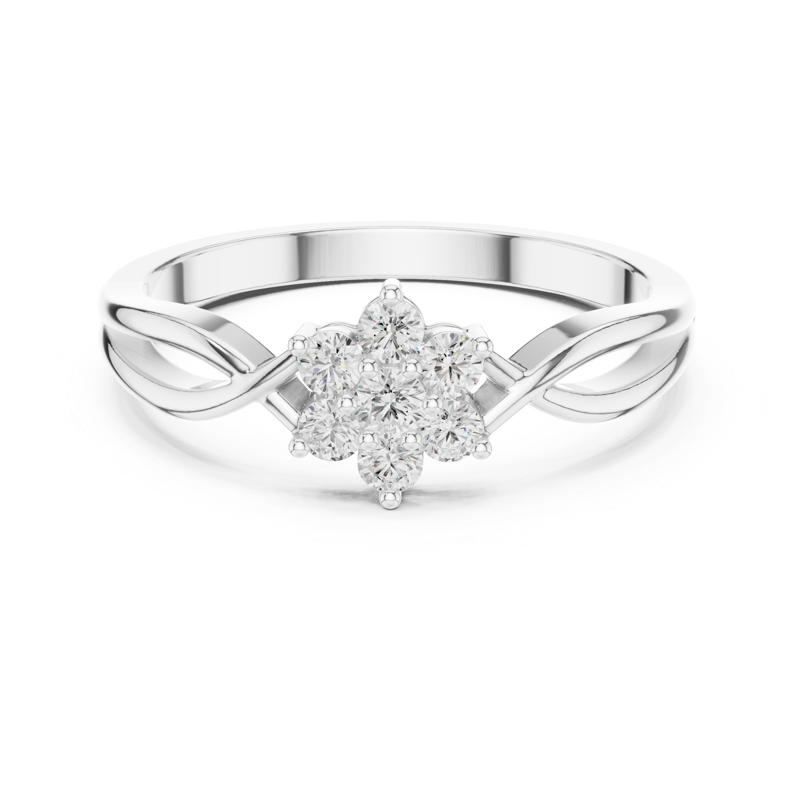 Round Diamond Cluster Flower Ring