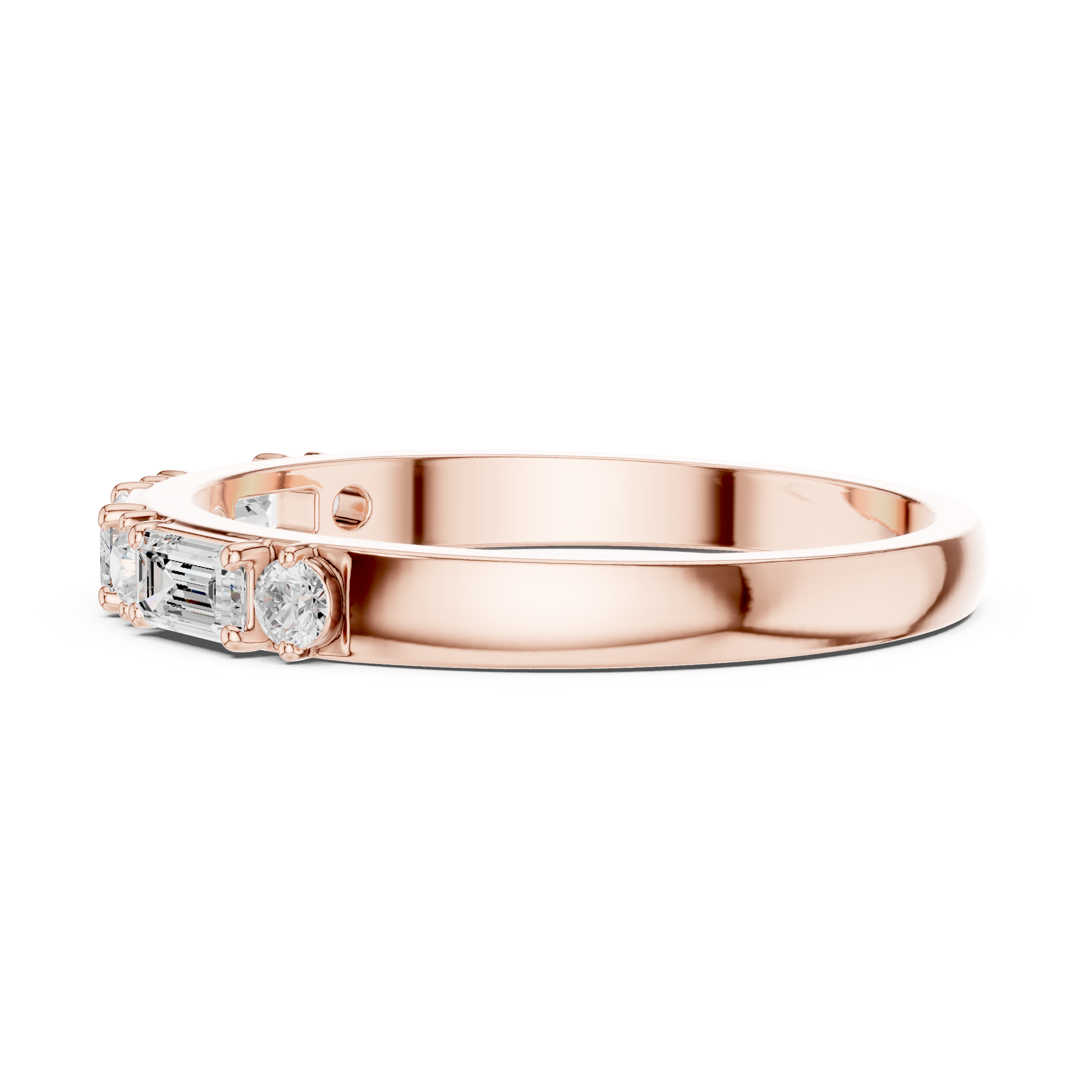 Emerald & Round Collet Band