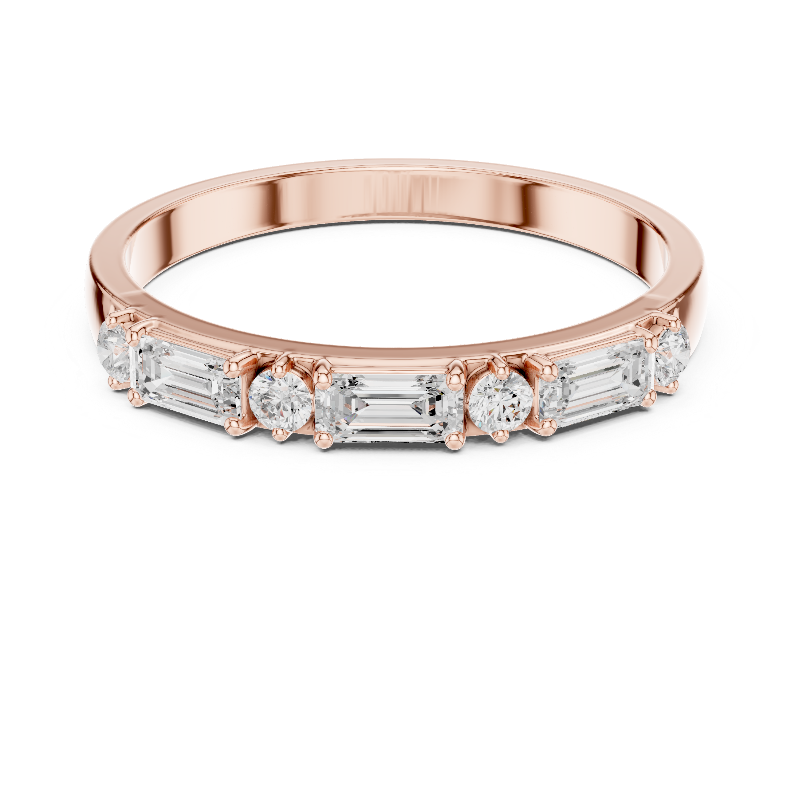 Emerald & Round Collet Band