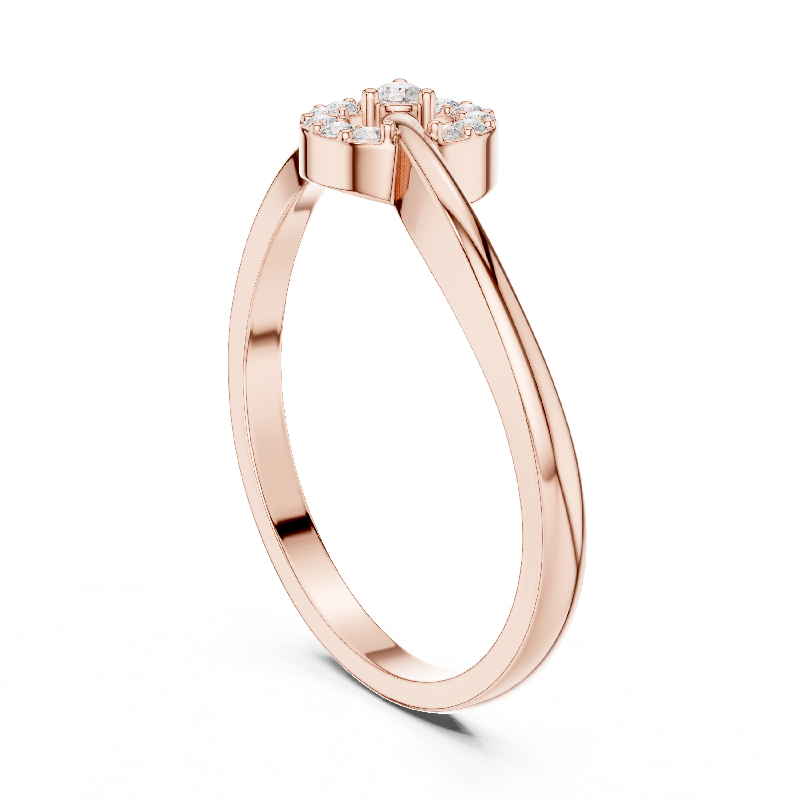 Round Halo Swirl Ring, Prong & Collet