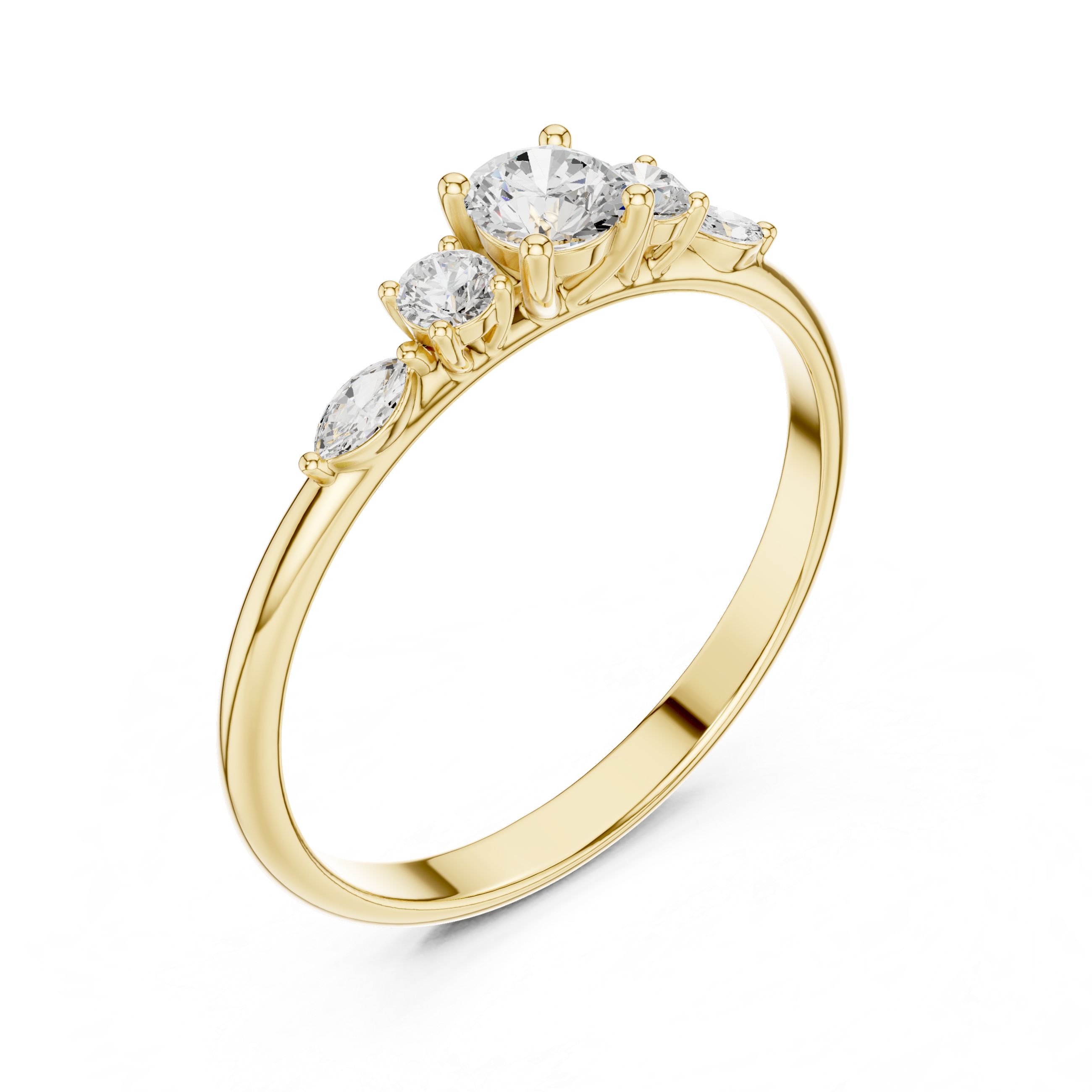Round & marquise five-stone ring