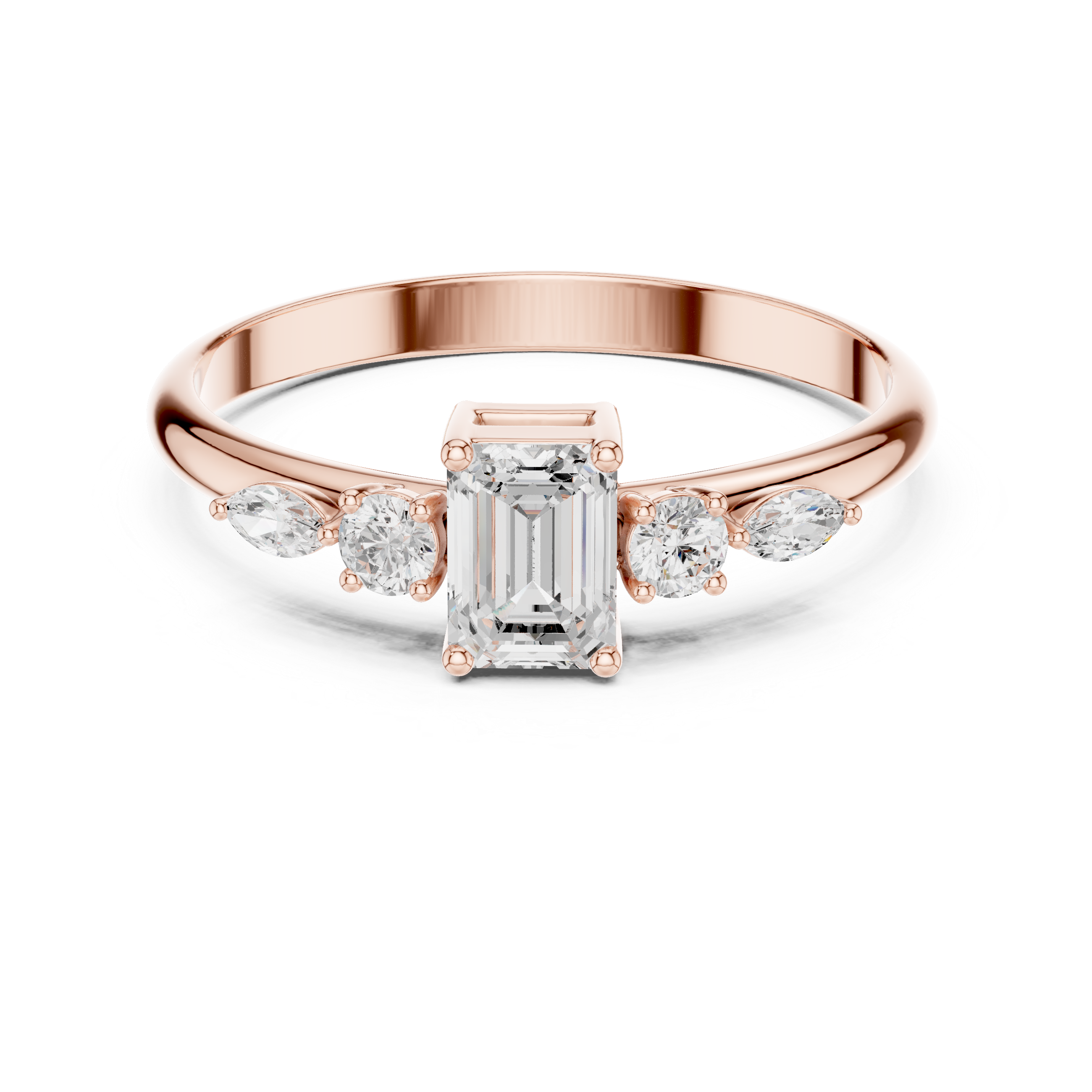 Emerald-cut & marquise five-stone