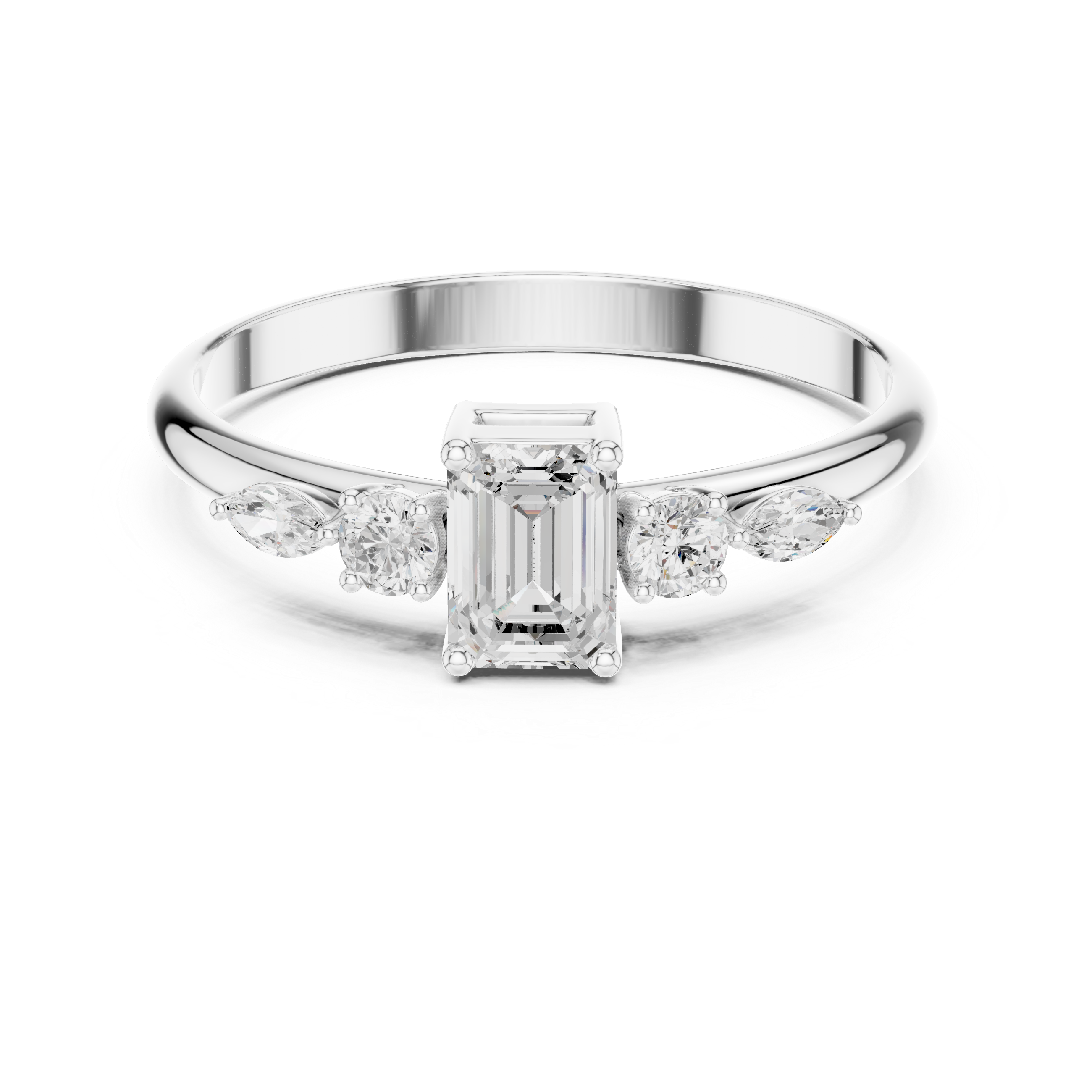 Emerald-cut & marquise five-stone
