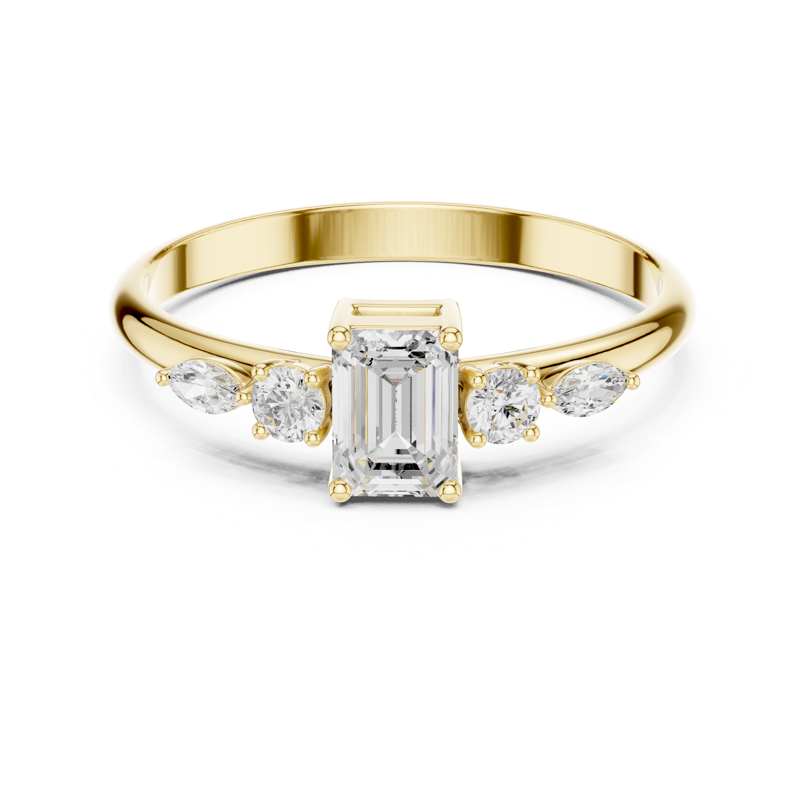 Emerald-cut & marquise five-stone