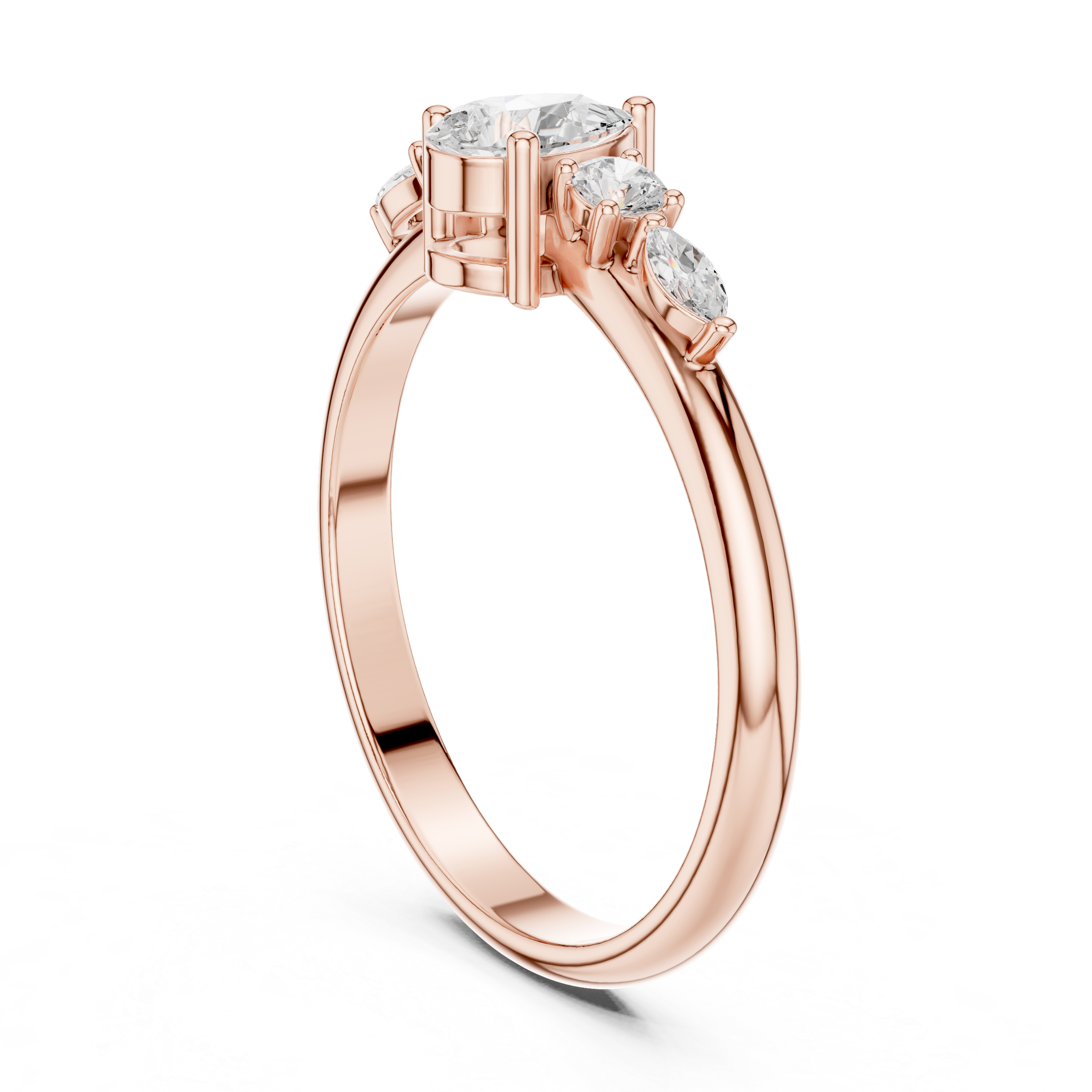 Pear five-stone collet ring
