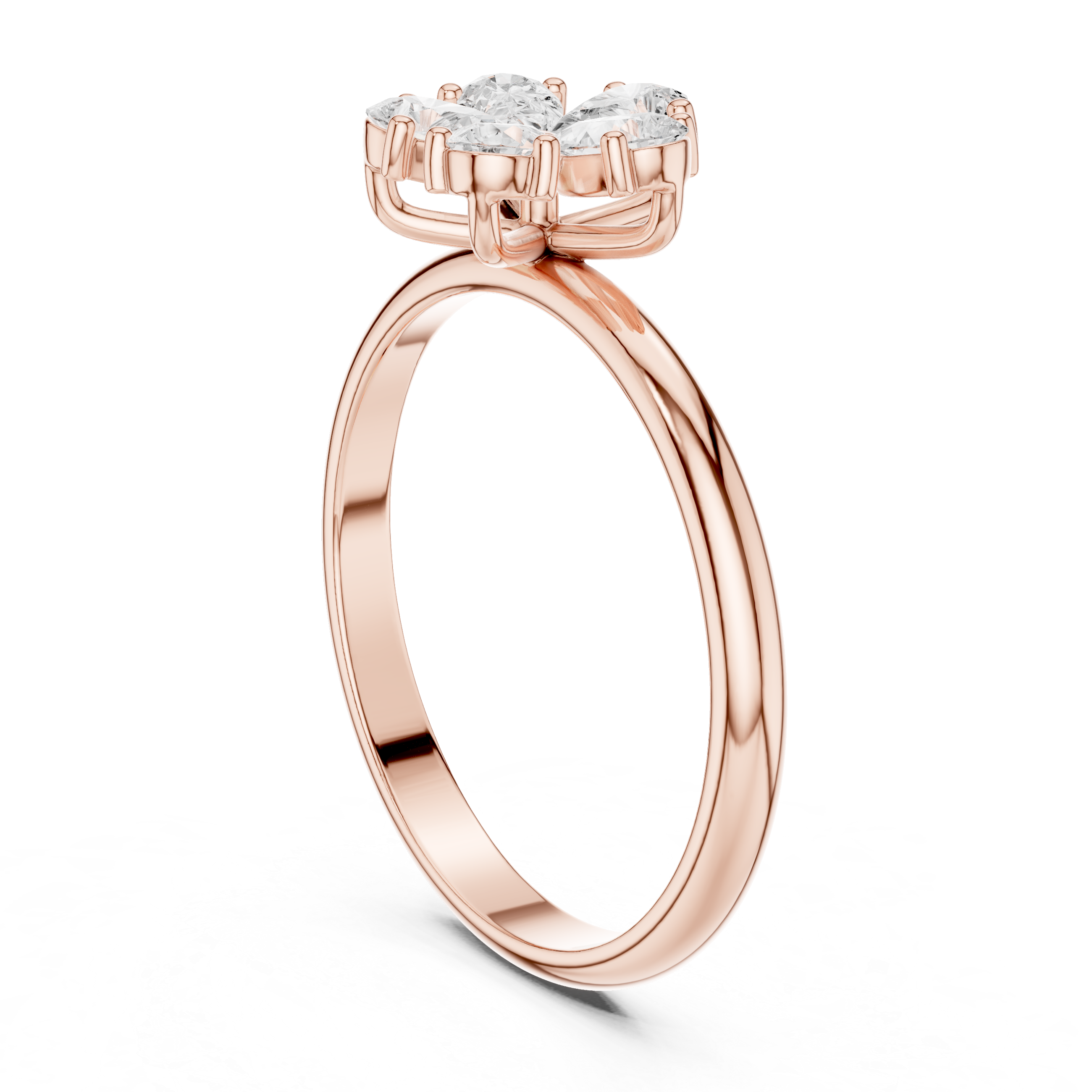 Pear floral cluster ring, collet