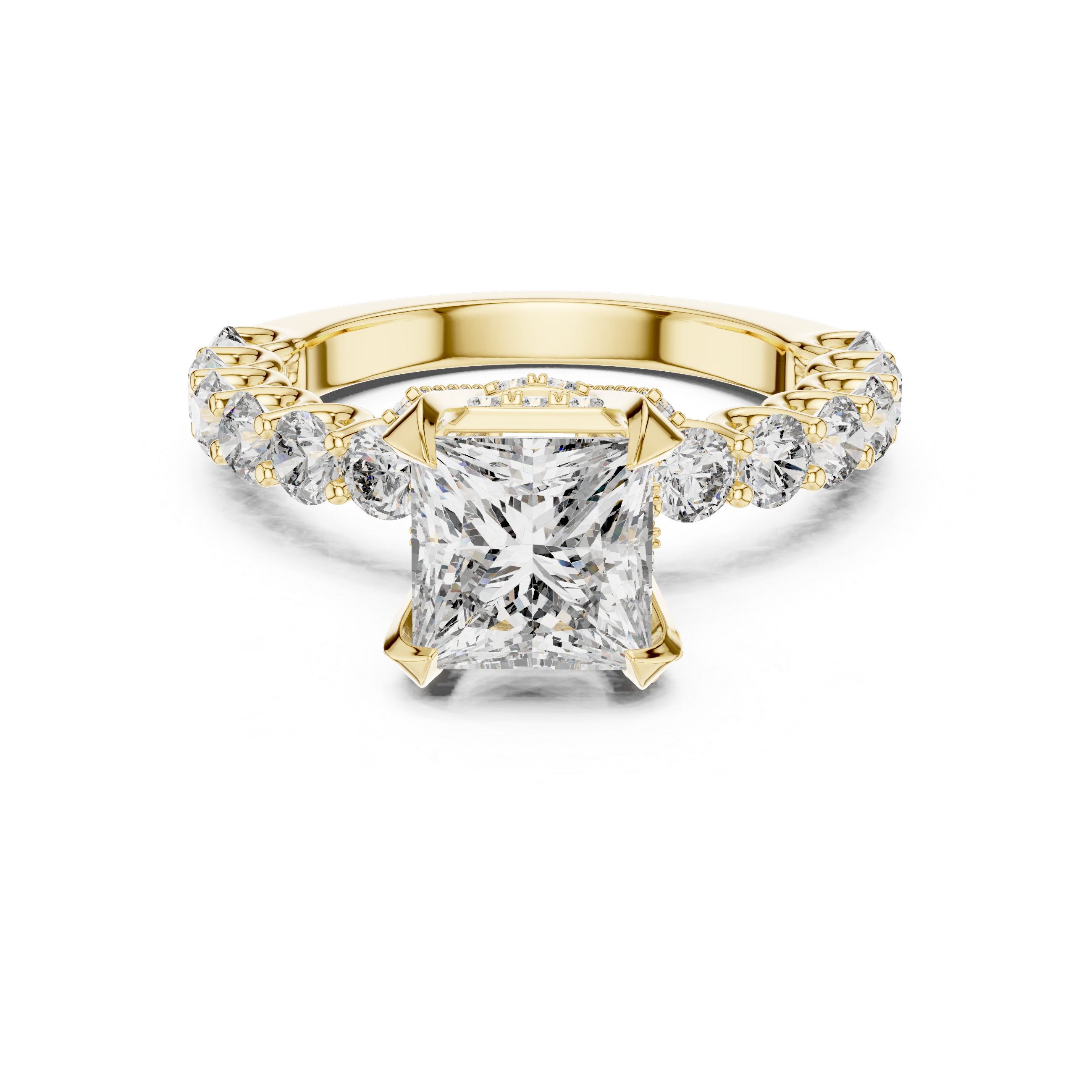 Princess Cut Pavé Cathedral Ring