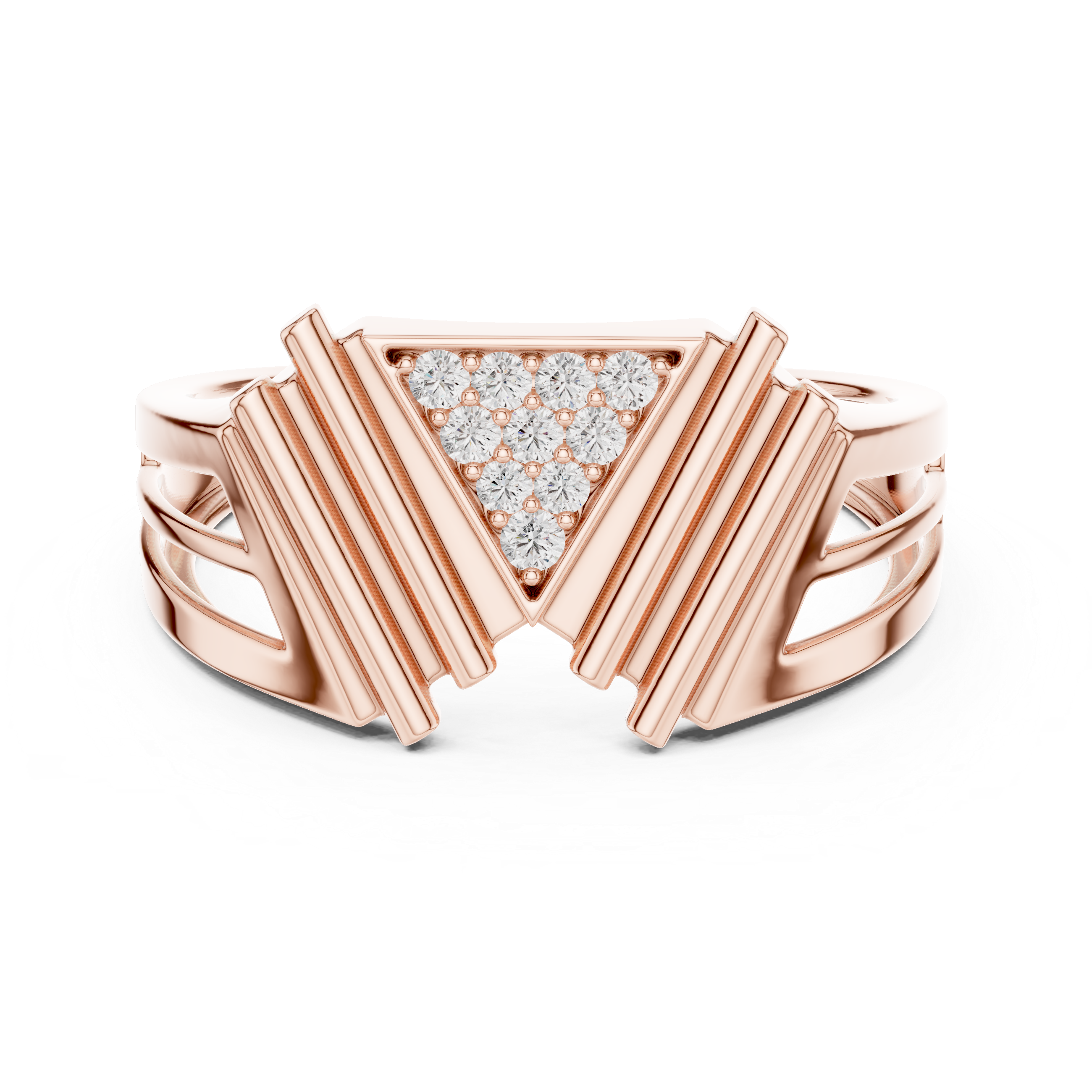 Muur Atelier Solid Gold Geometric Chevron Split Shank Band
