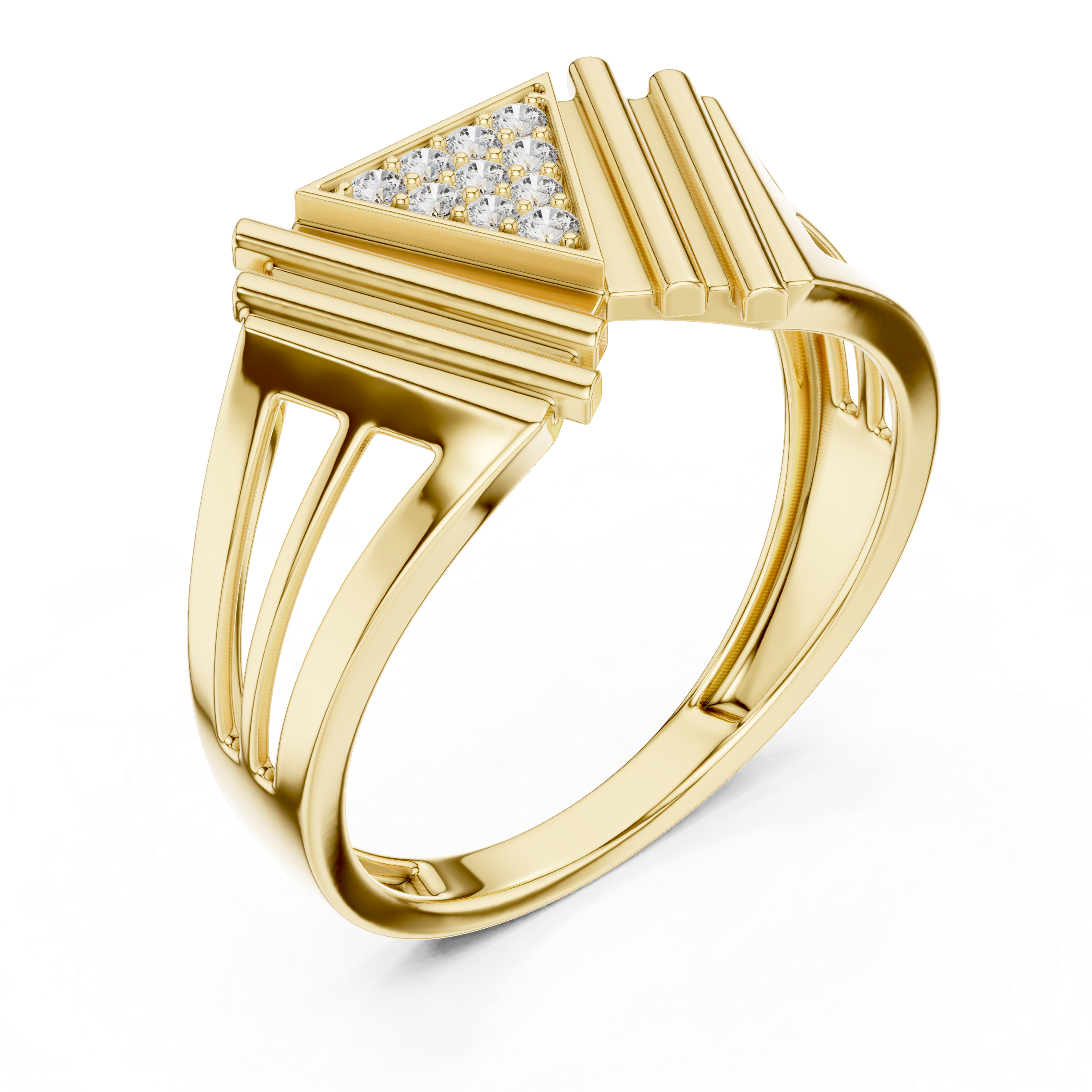 Muur Atelier Solid Gold Geometric Chevron Split Shank Band