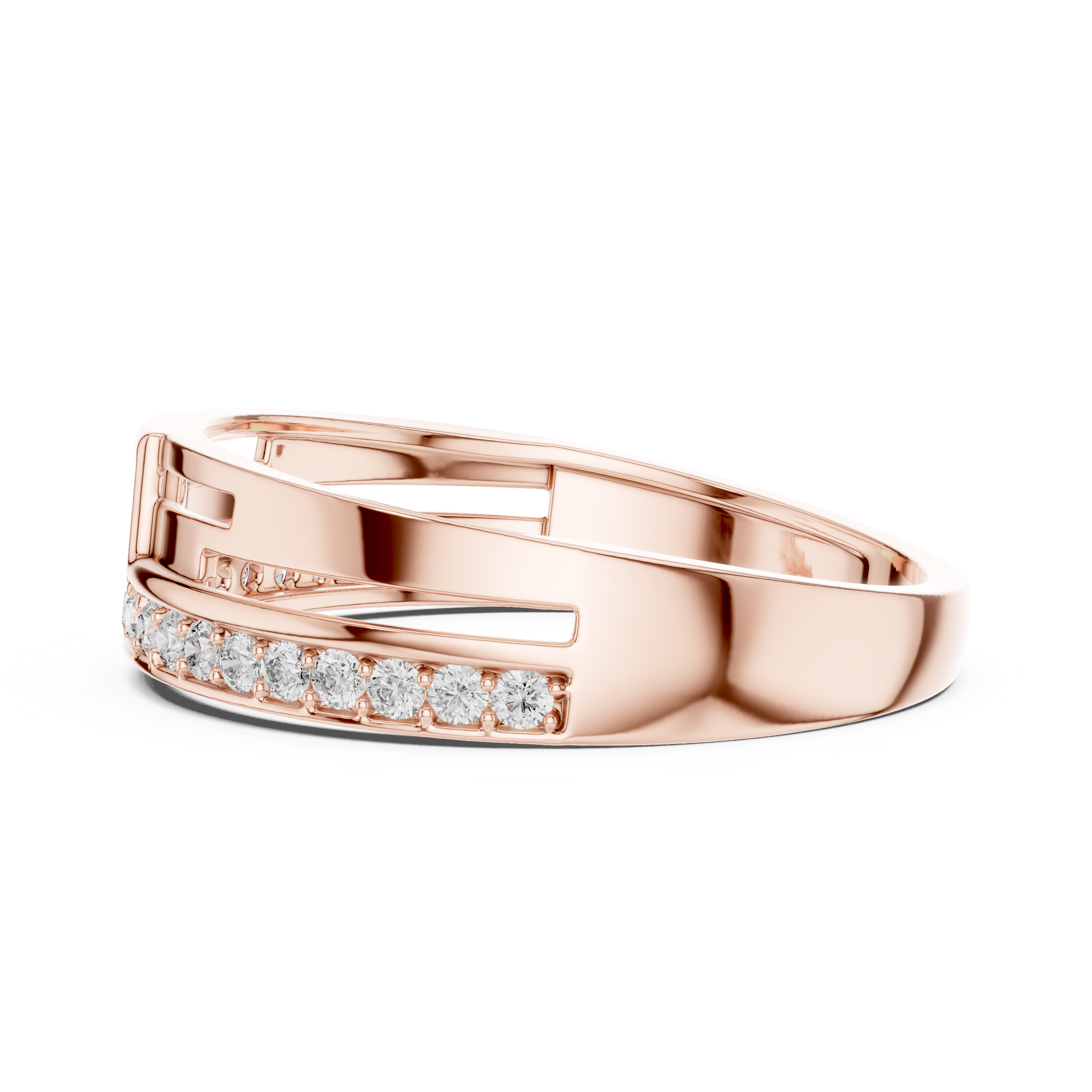 Muur Atelier Solid Gold Geometric Parallel Bar Diamond Band