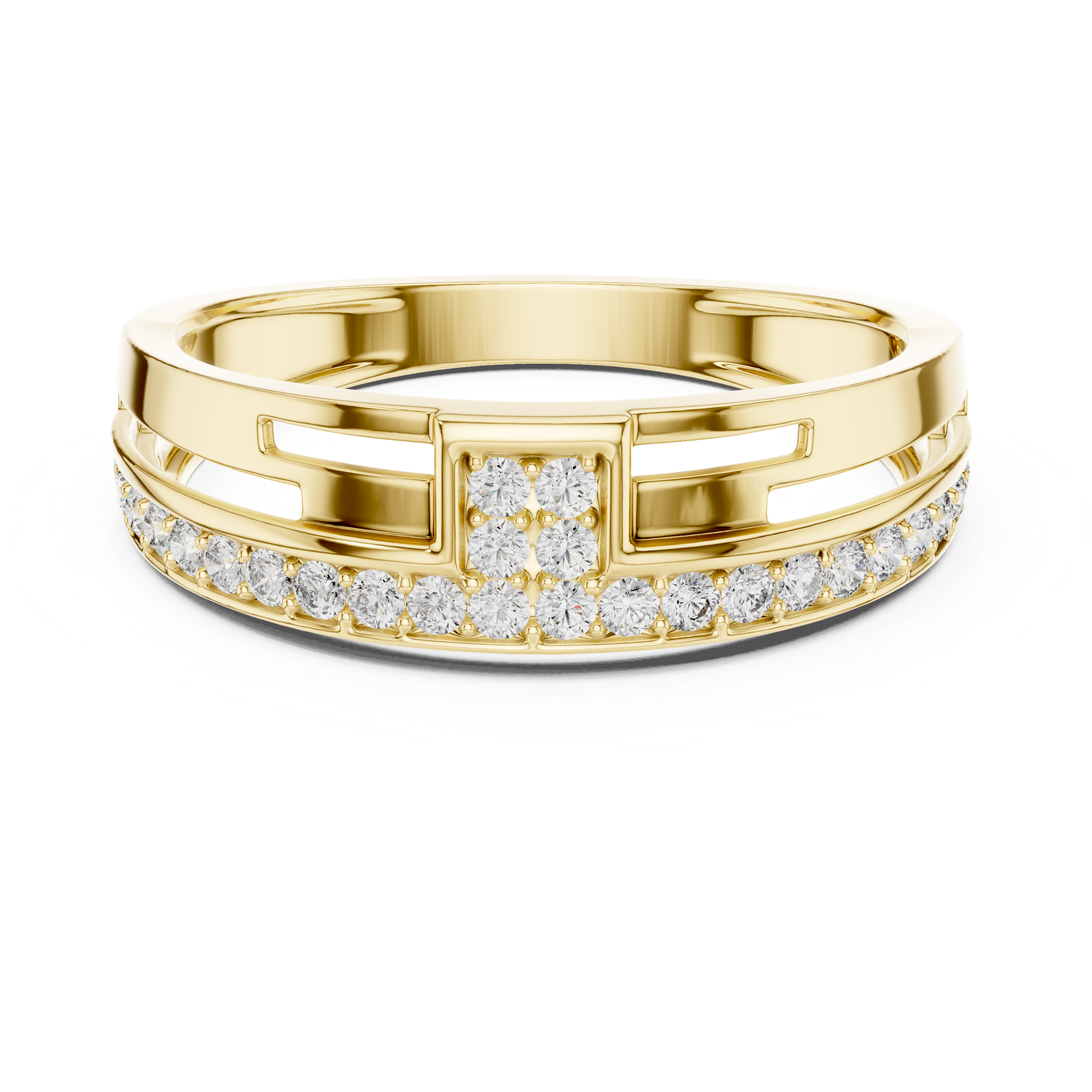 Muur Atelier Solid Gold Geometric Parallel Bar Diamond Band