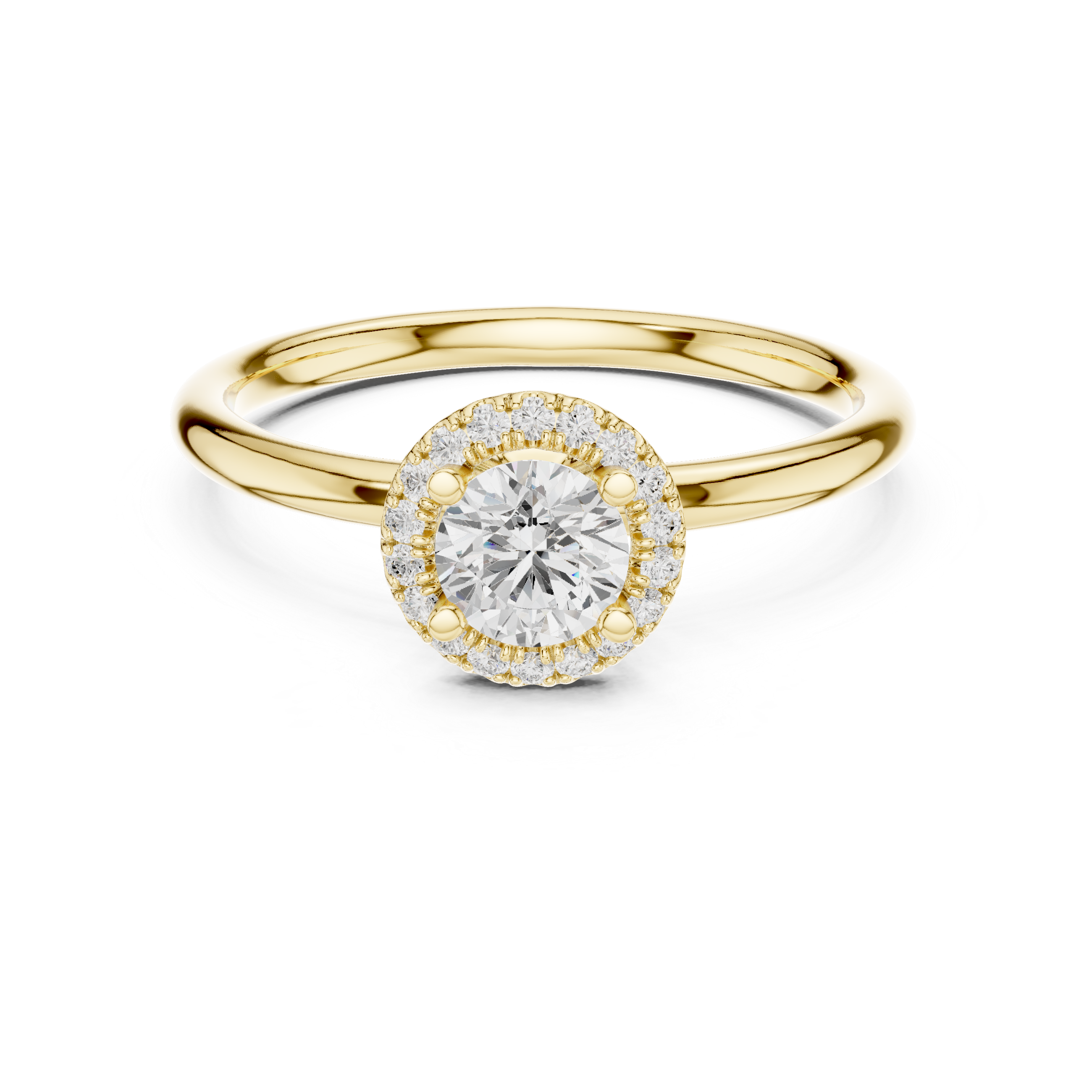 Muur Atelier Solid Gold Round Brilliant Floating Halo Diamond Engagement Ring