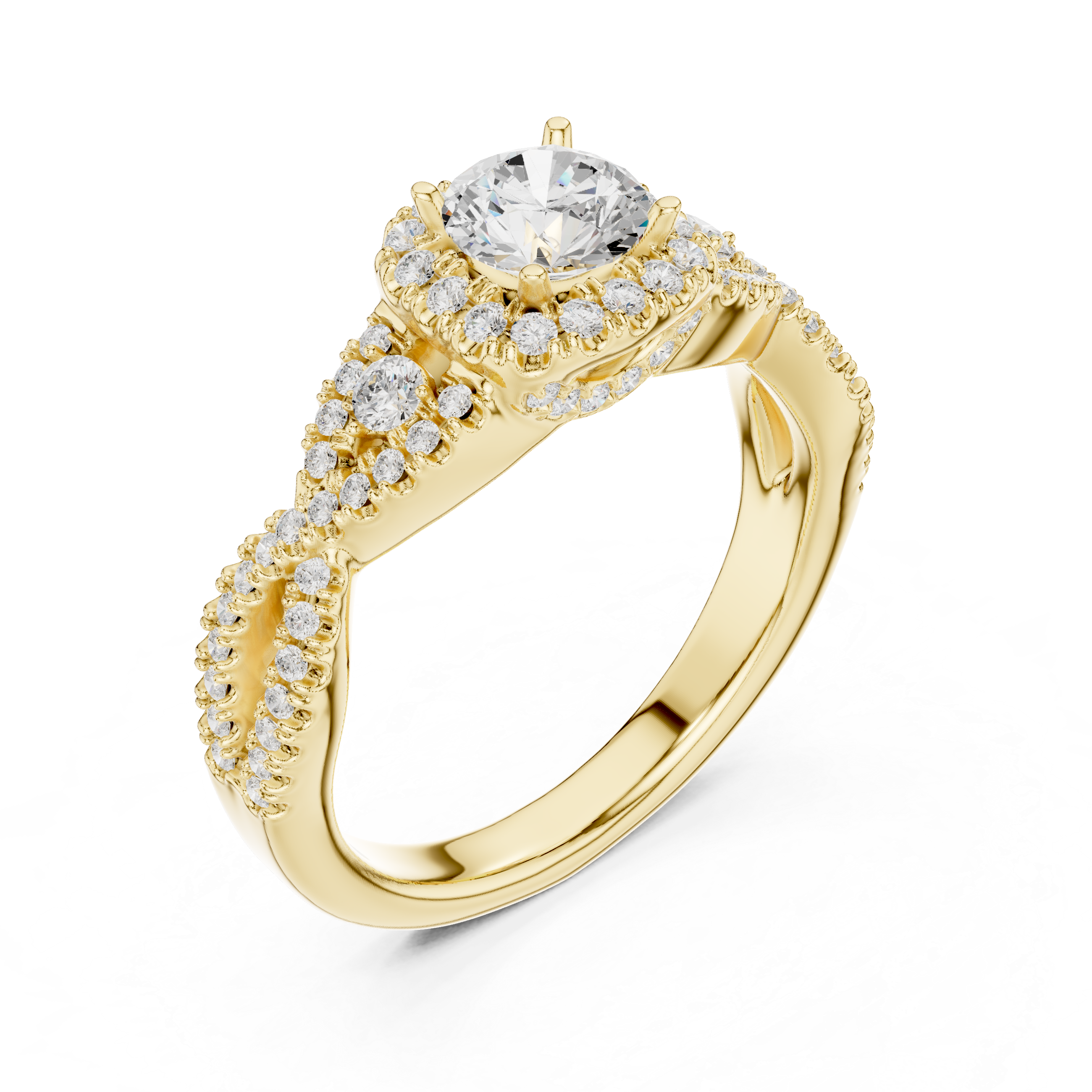 Muur Atelier Solid Gold Infinity Twisted Halo Diamond Engagement Ring