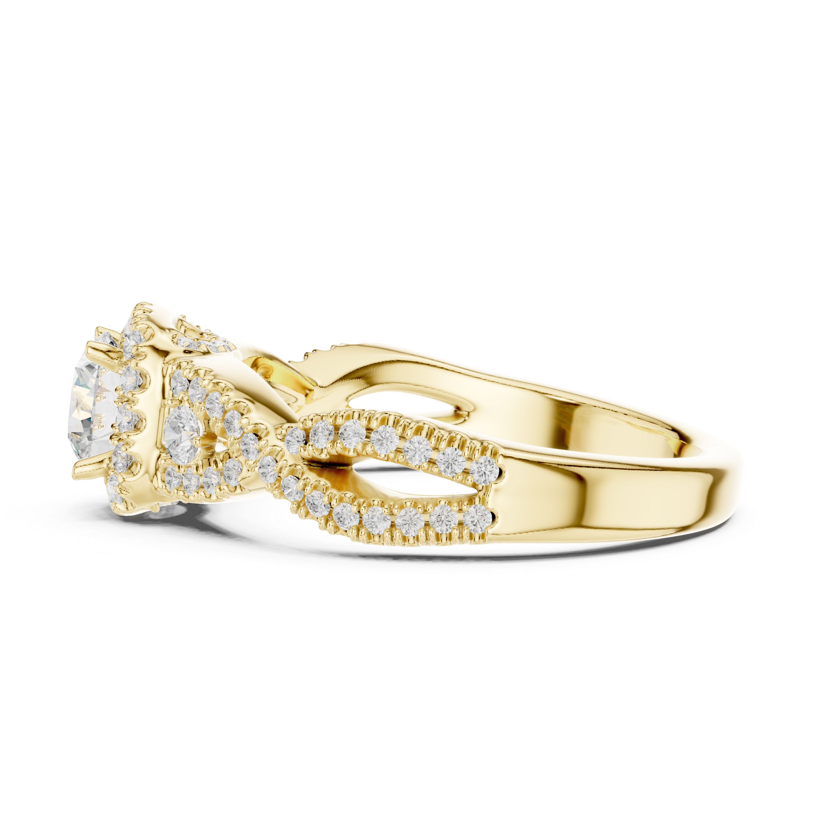 Muur Atelier Solid Gold Infinity Twisted Halo Diamond Engagement Ring