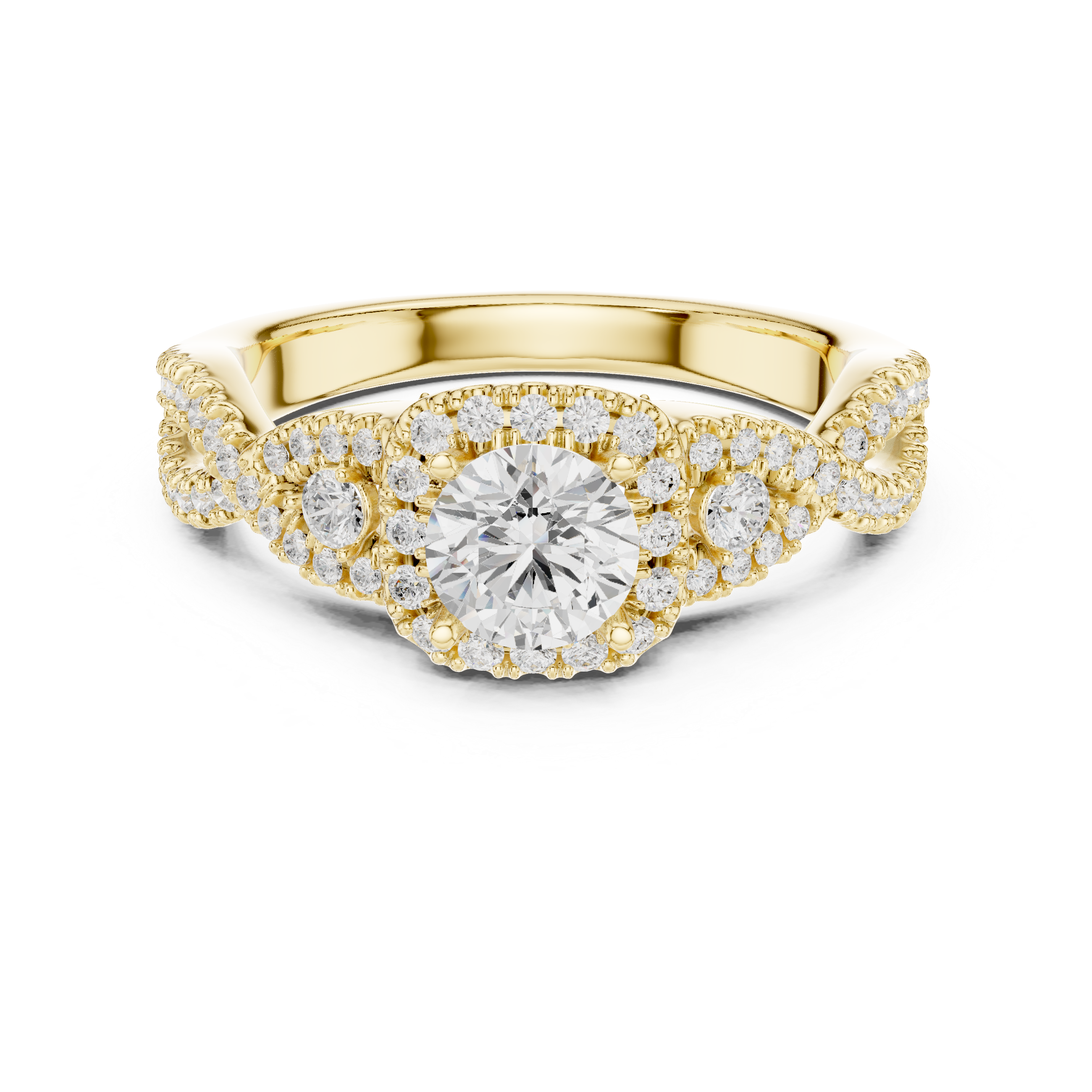 Muur Atelier Solid Gold Infinity Twisted Halo Diamond Engagement Ring