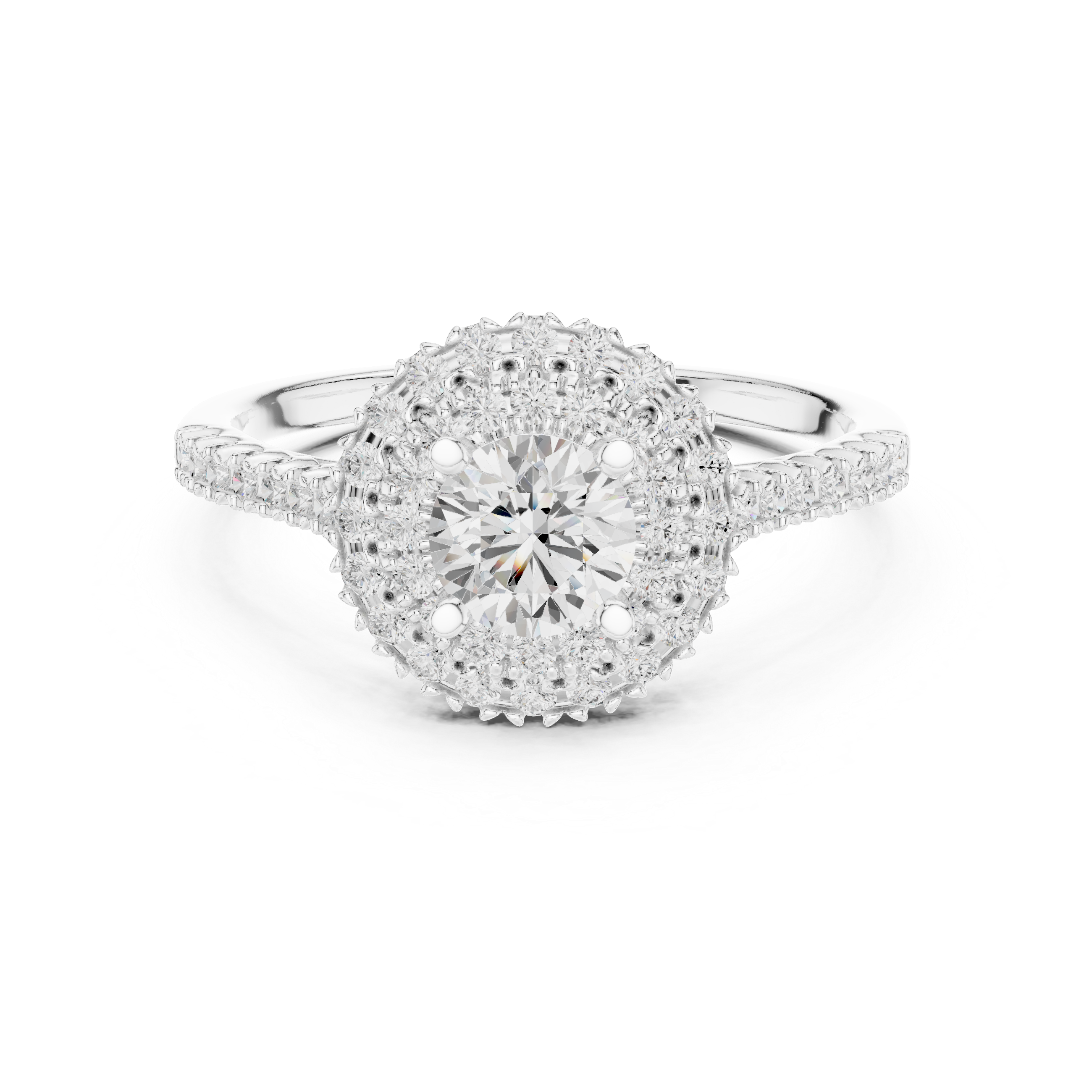Muur Atelier Solid Gold Double-Layer Halo Cathedral Diamond Engagement Ring