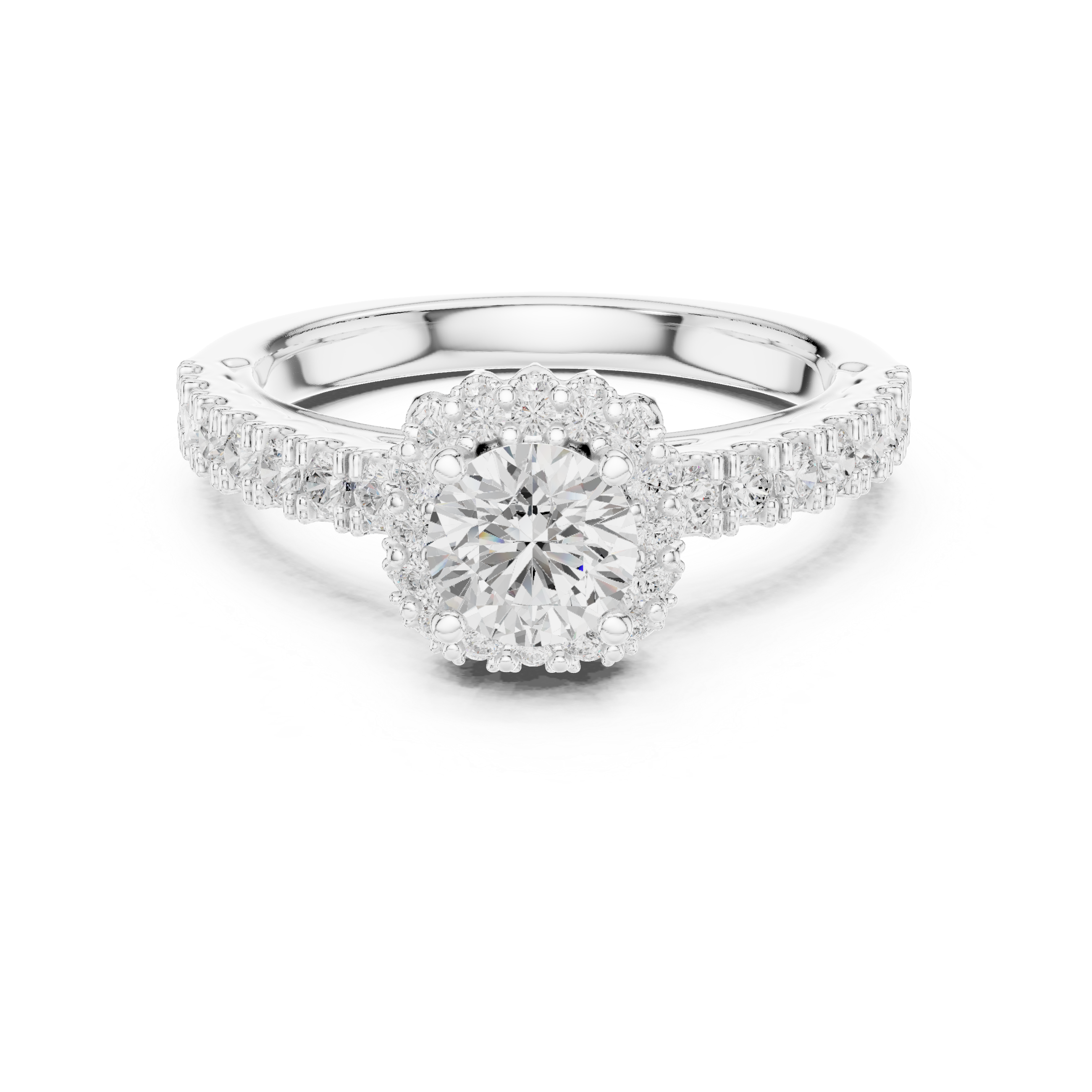 Muur Atelier Solid Gold Scalloped Halo Cathedral Diamond Engagement Ring