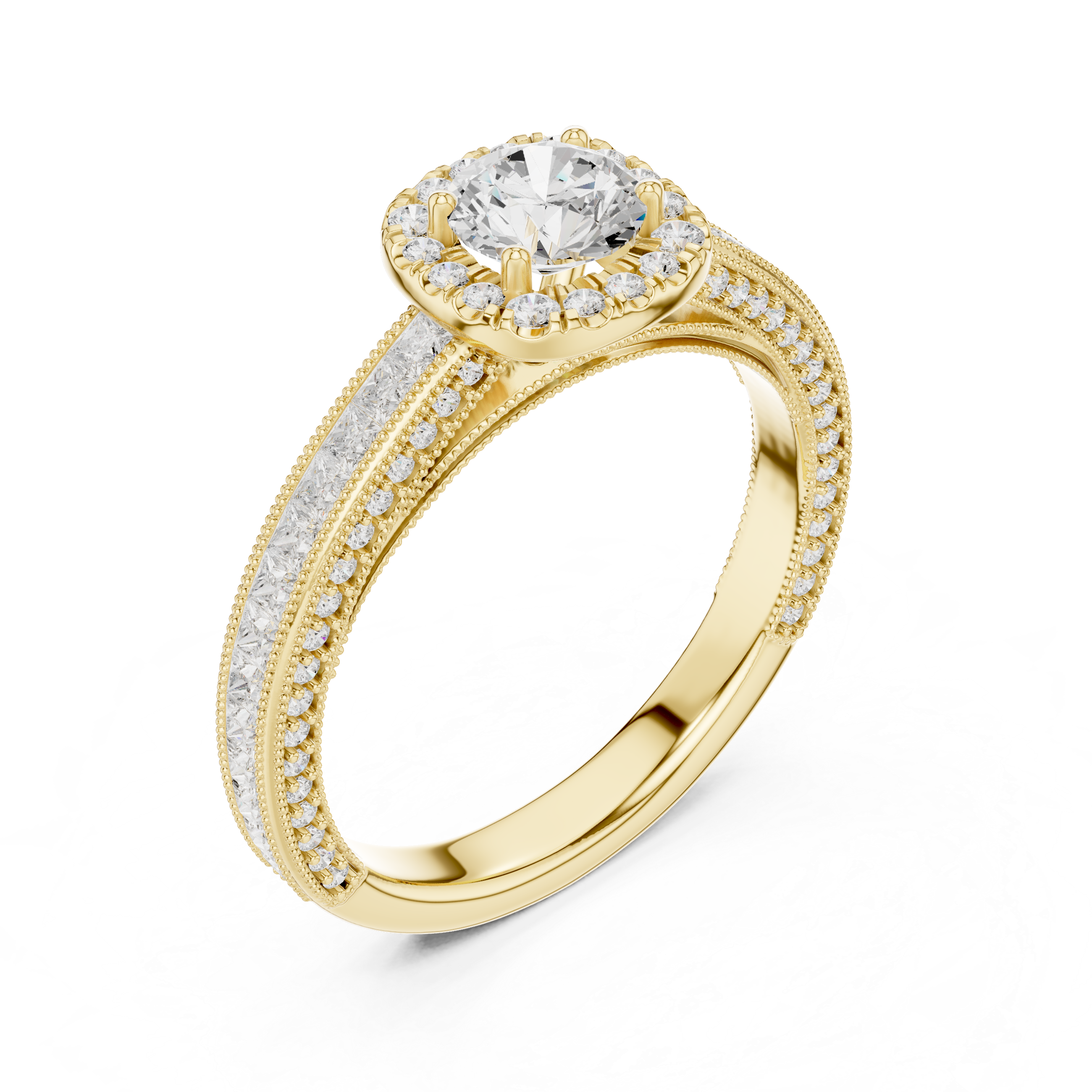 Muur Atelier Solid Gold Channel-Set Halo Diamond Engagement Ring
