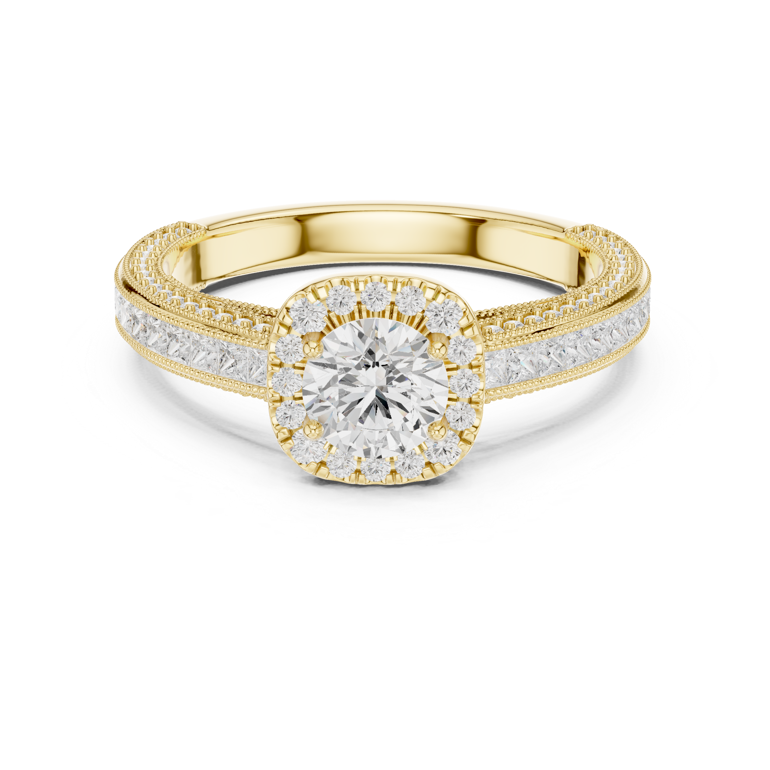 Muur Atelier Solid Gold Channel-Set Halo Diamond Engagement Ring