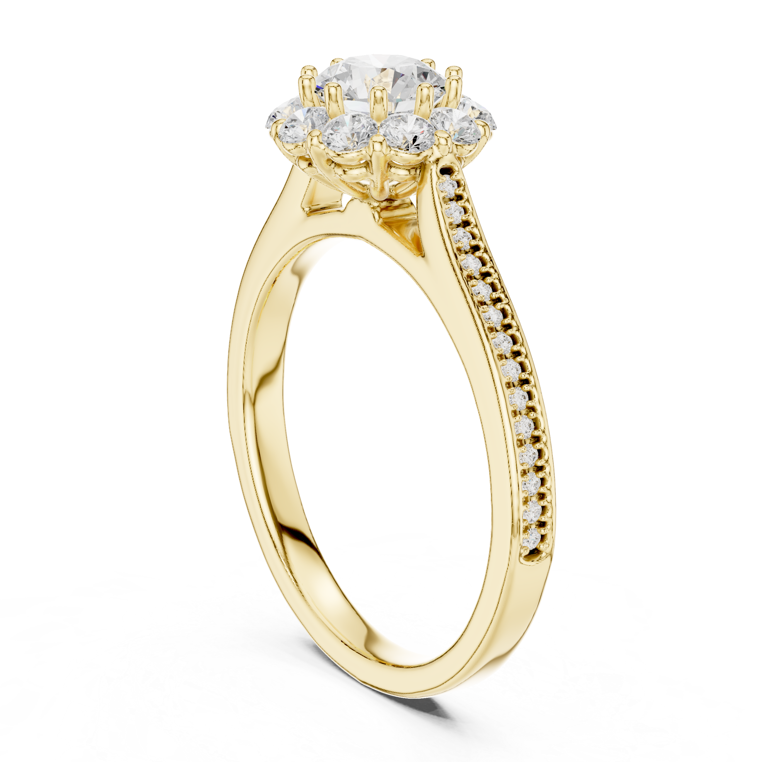 Muur Atelier Solid Gold Elevated Floral Pavé Diamond Engagement Ring