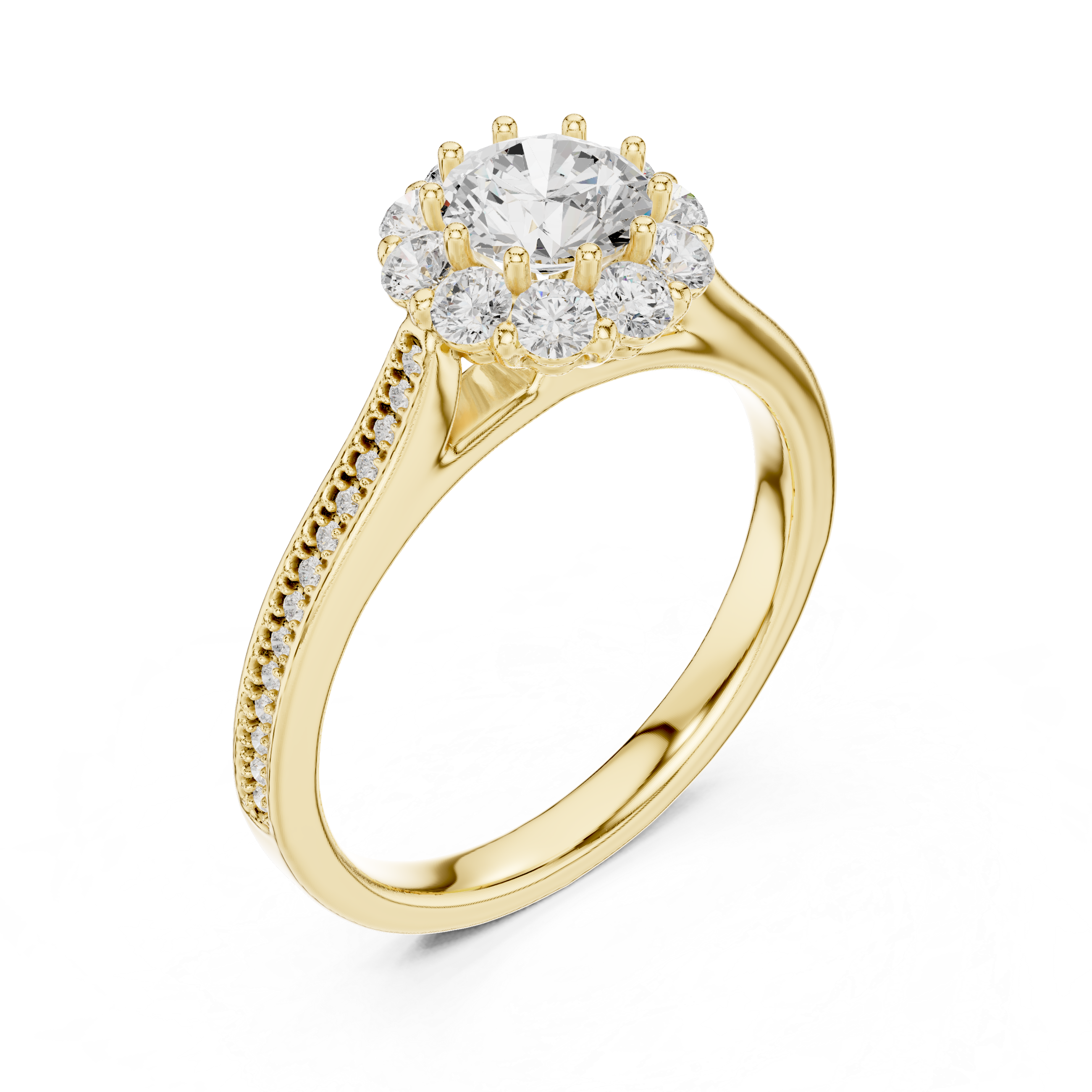 Muur Atelier Solid Gold Elevated Floral Pavé Diamond Engagement Ring