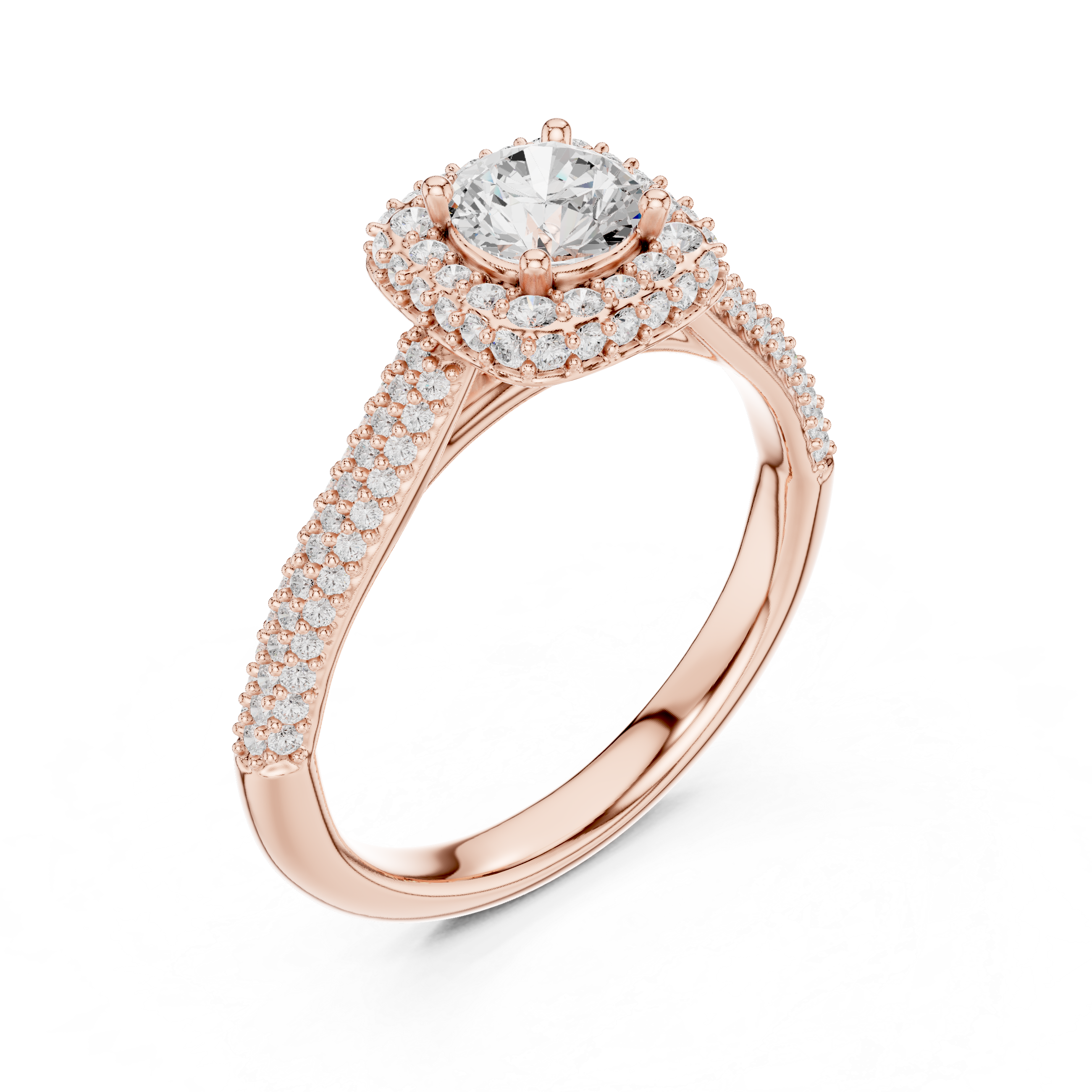 Muur Atelier Solid Gold Cathedral Square Halo Diamond Engagement Ring