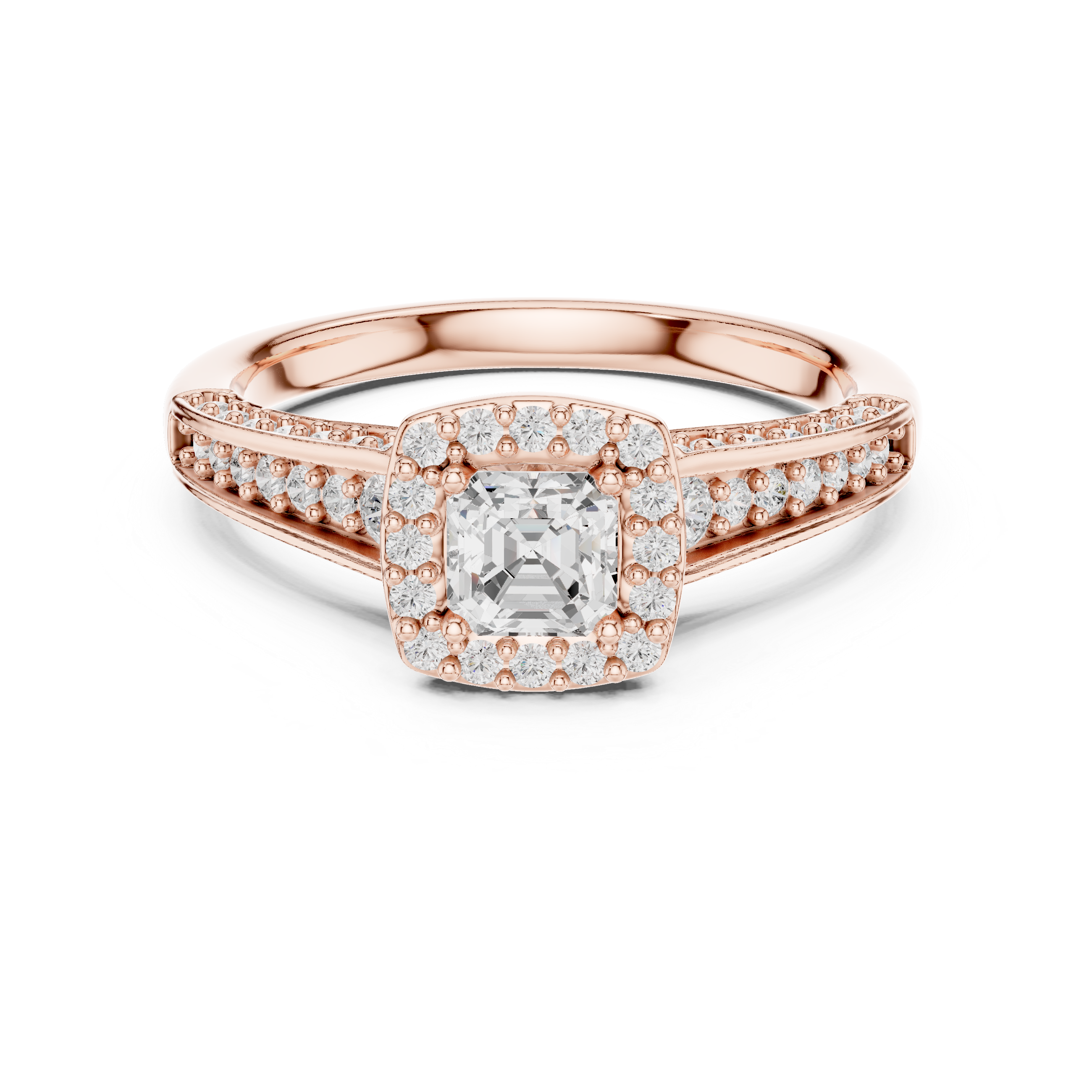 Muur Atelier Solid Gold Square Emerald Halo Engagement Ring