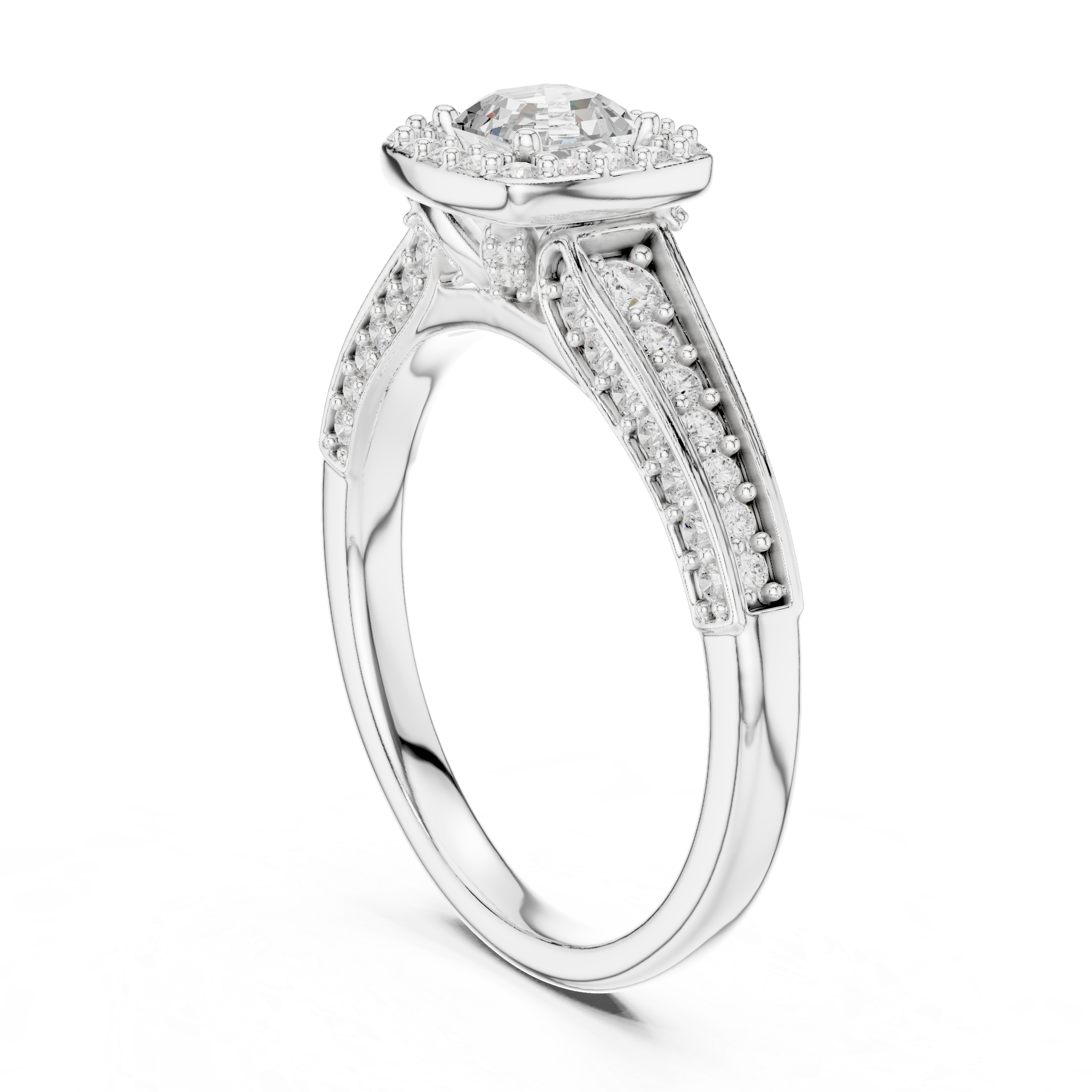 Muur Atelier Solid Gold Square Emerald Halo Engagement Ring