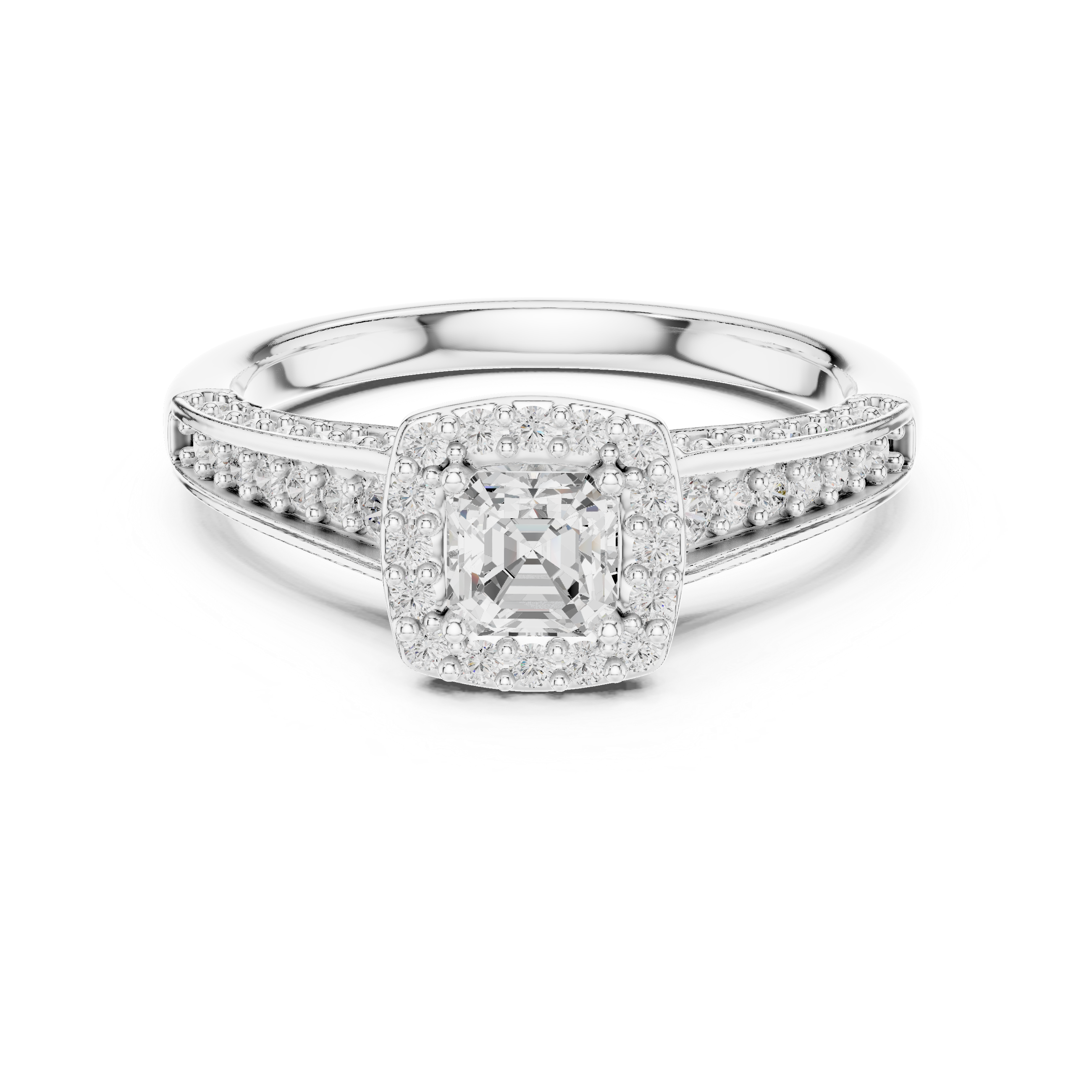 Muur Atelier Solid Gold Square Emerald Halo Engagement Ring