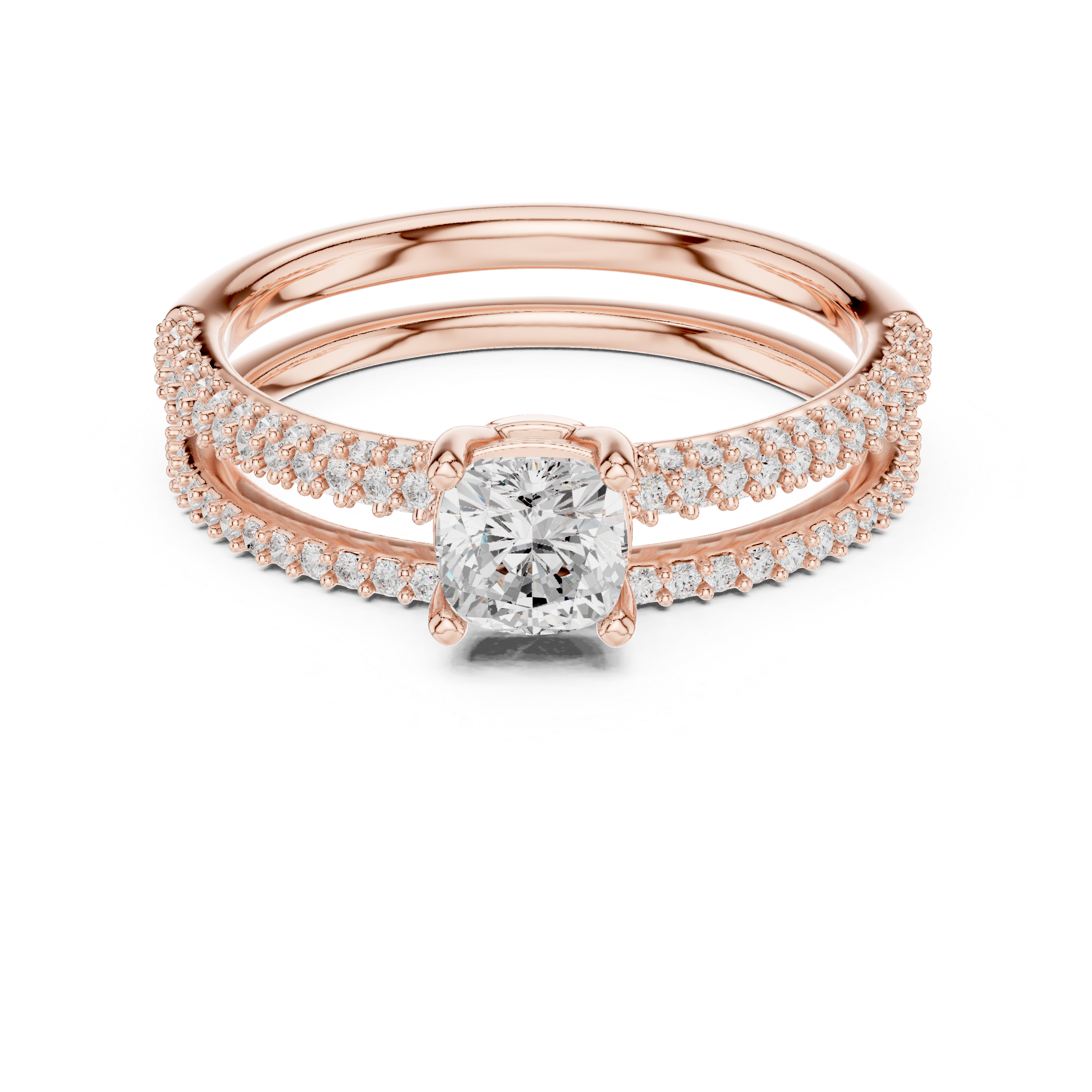 Muur Atelier Solid Gold Cushion Cut Diamond Solitaire Bridal Set