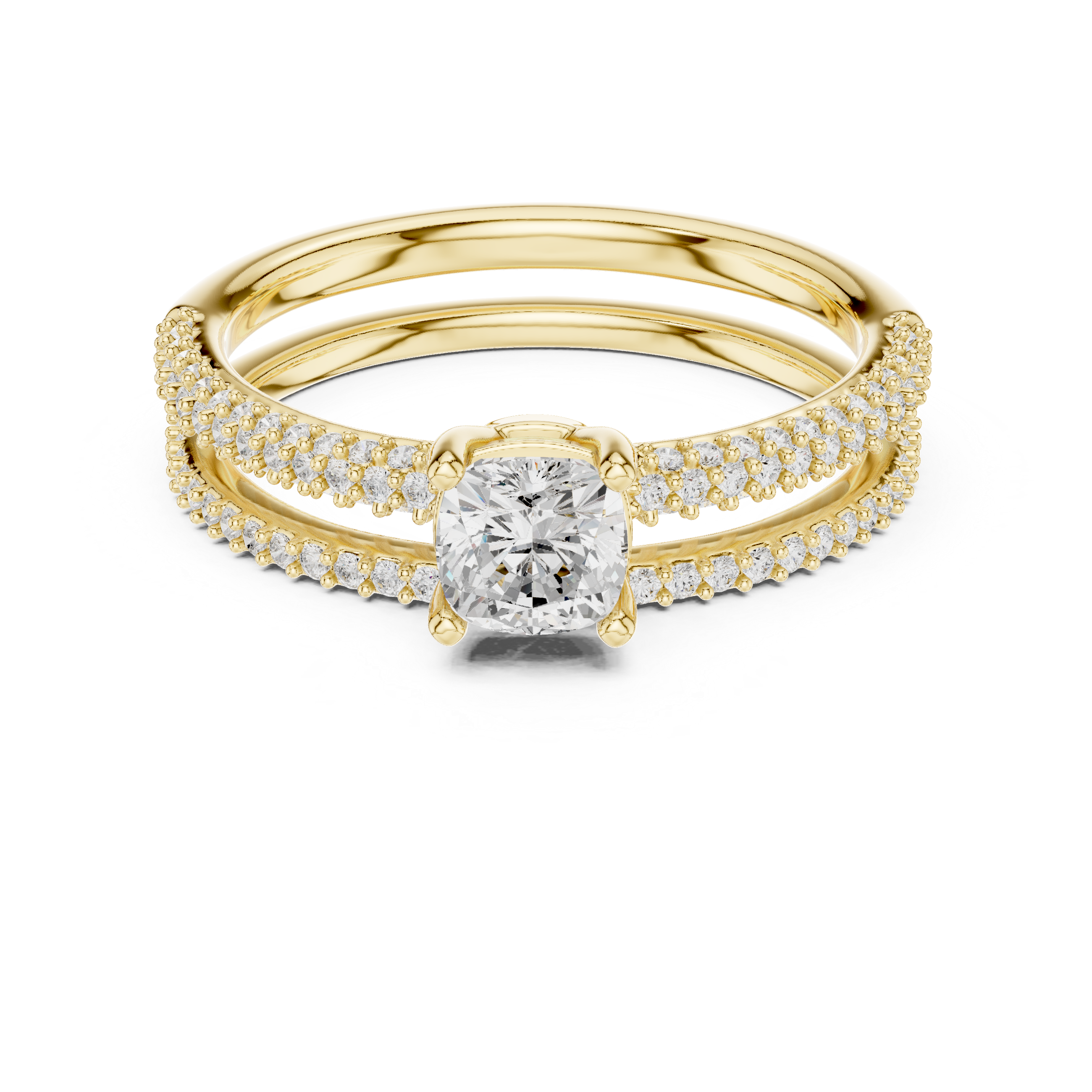 Muur Atelier Solid Gold Cushion Cut Diamond Solitaire Bridal Set