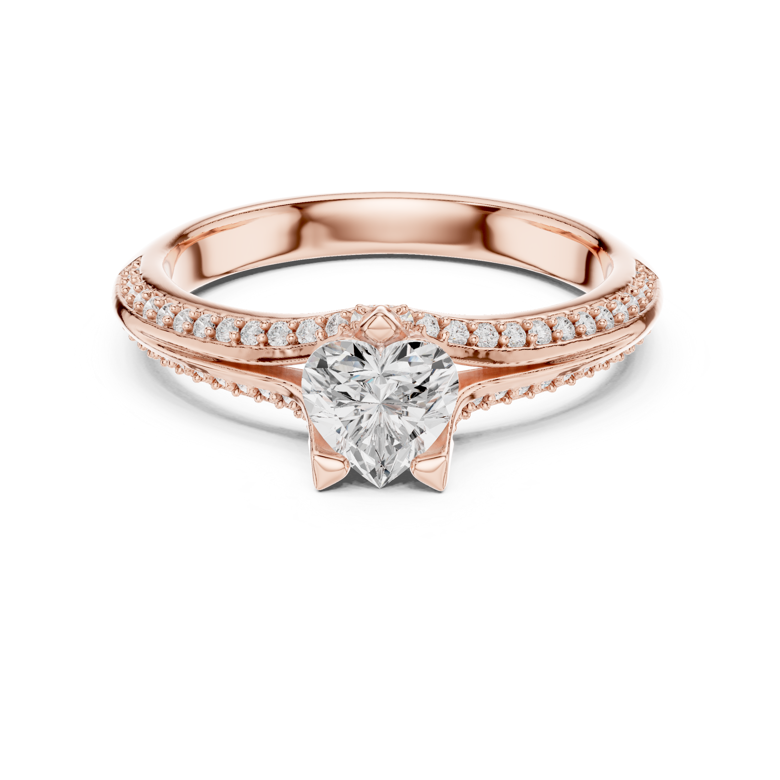 Muur Atelier Solid Gold Heart Shaped Pavé Diamond Engagement Ring