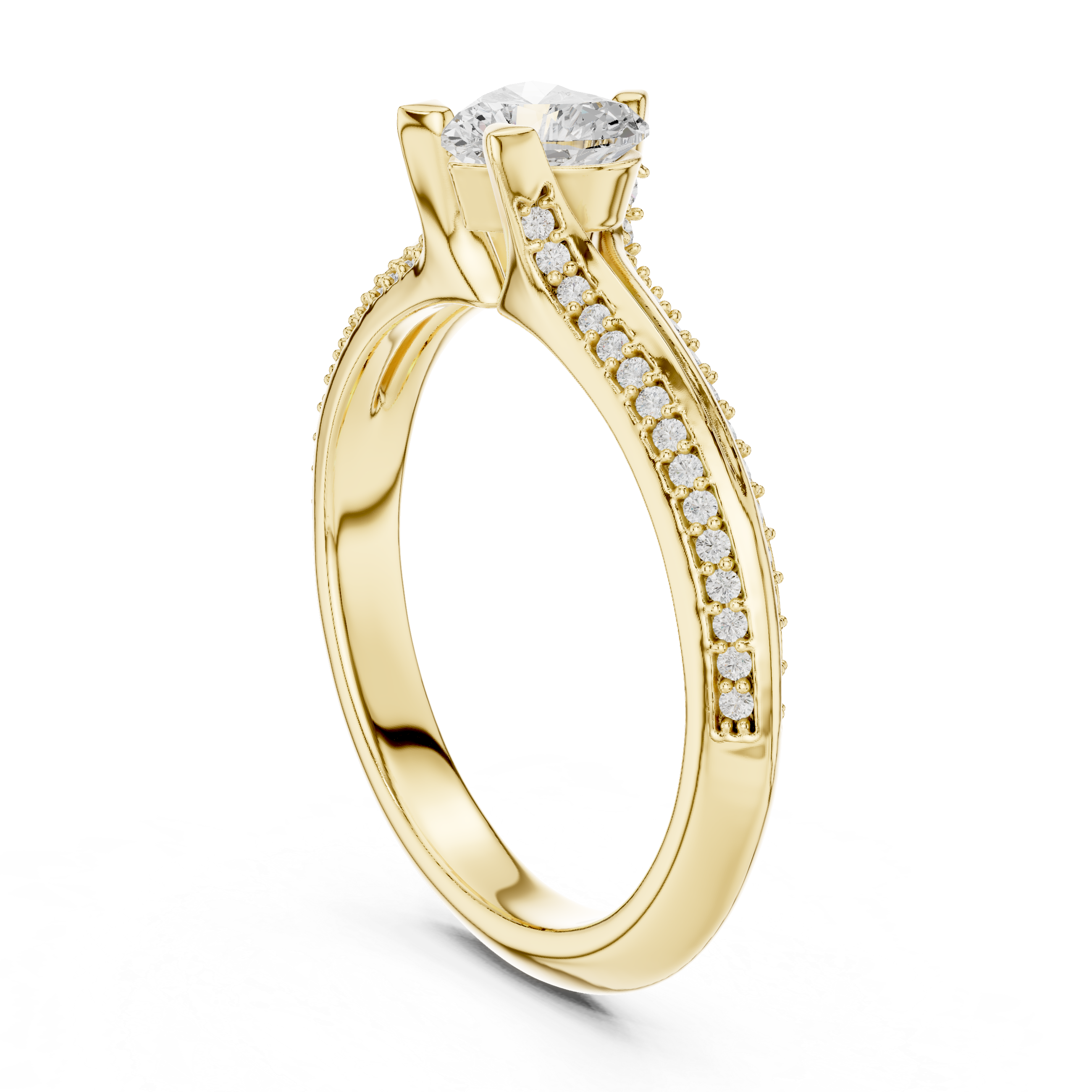 Muur Atelier Solid Gold Heart Shaped Pavé Diamond Engagement Ring
