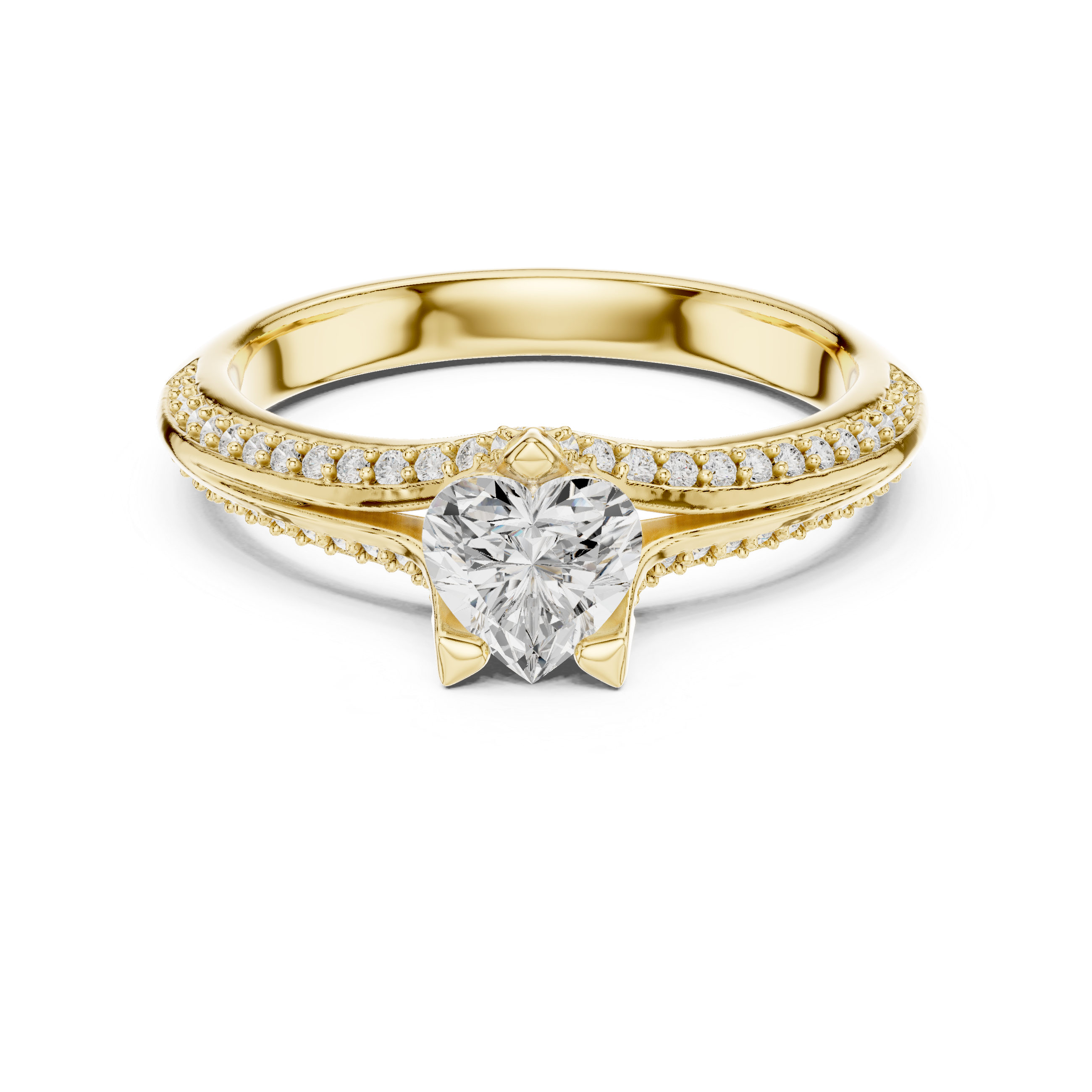Muur Atelier Solid Gold Heart Shaped Pavé Diamond Engagement Ring