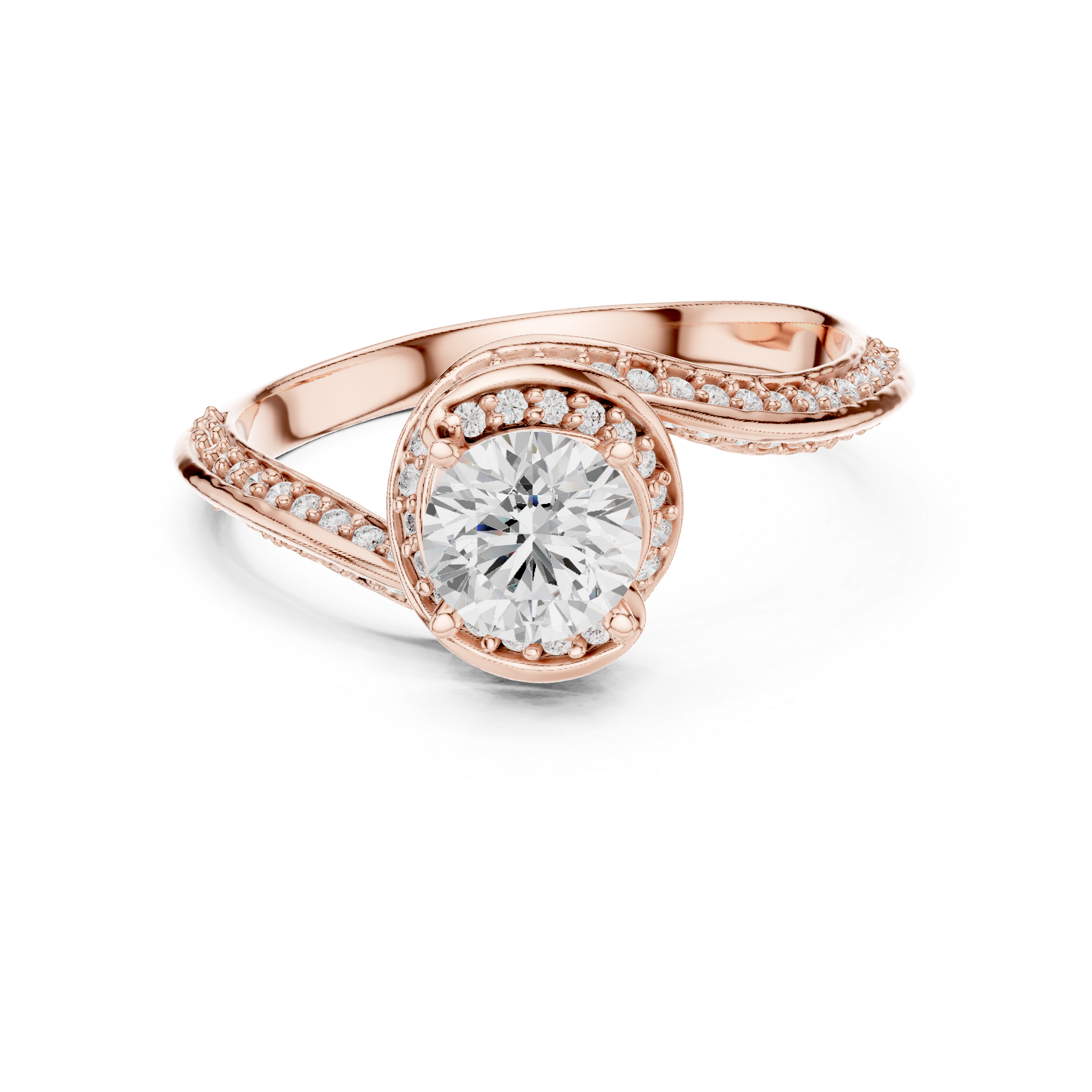 Muur Atelier Solid Gold Asymmetrical Bypass Pavé Diamond Engagement Ring